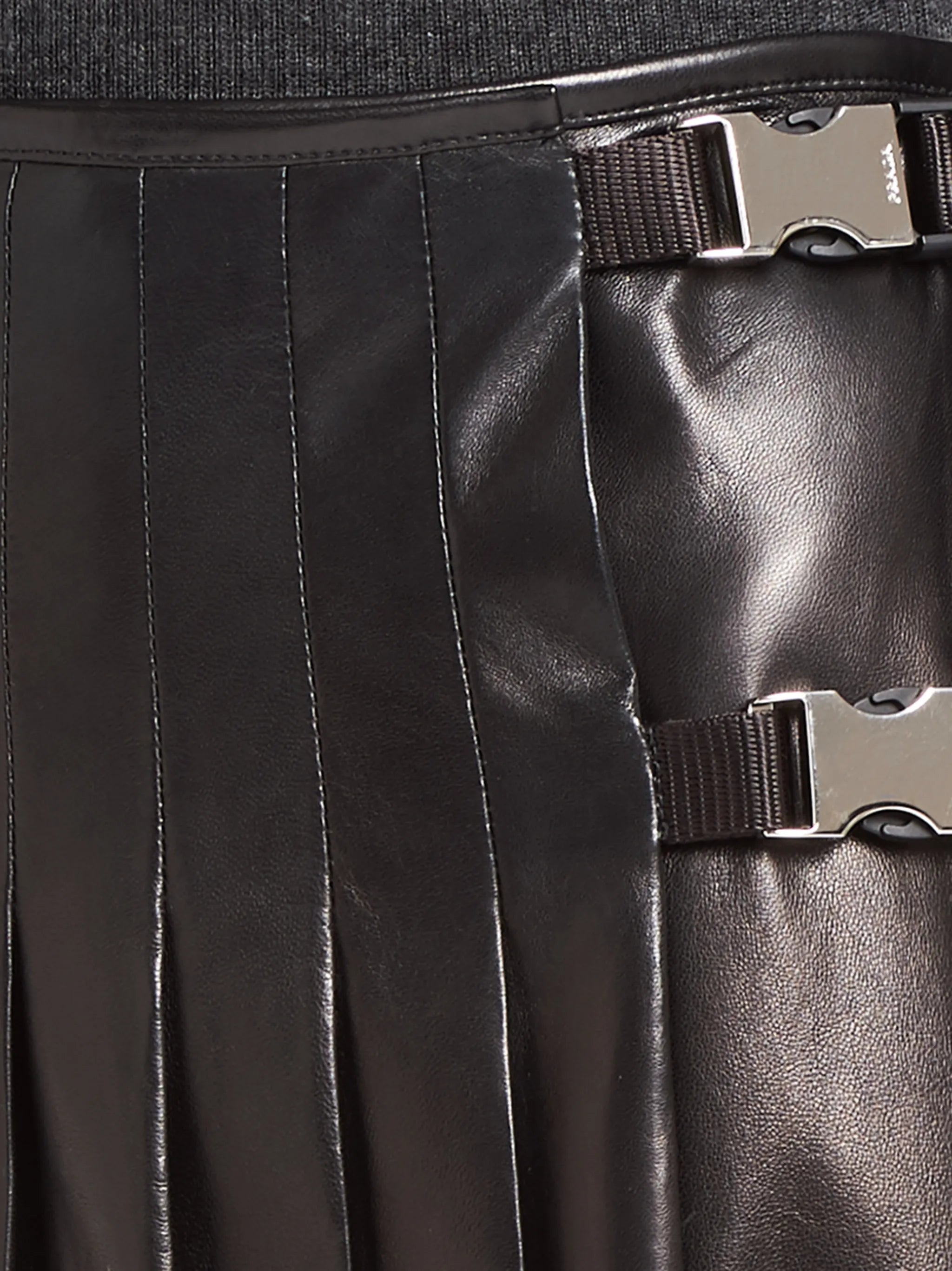 pleated leather midi-skirt