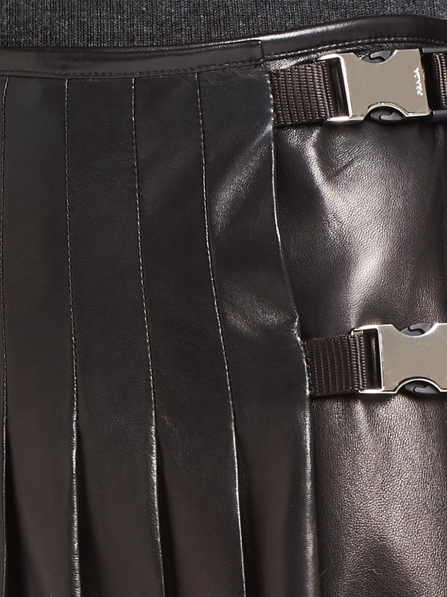 pleated leather midi-skirt