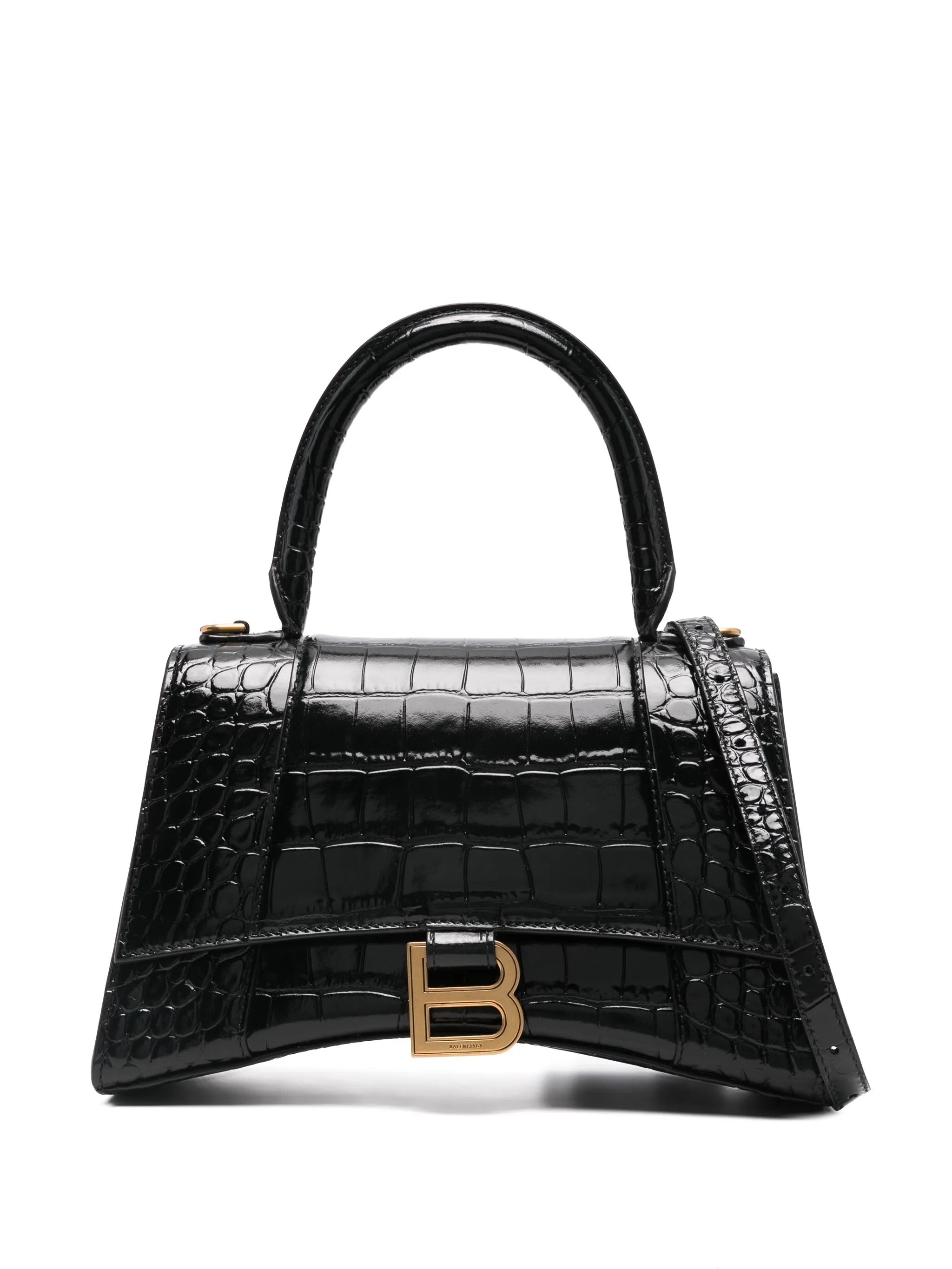 Hourglass croc-effect leather tote bag