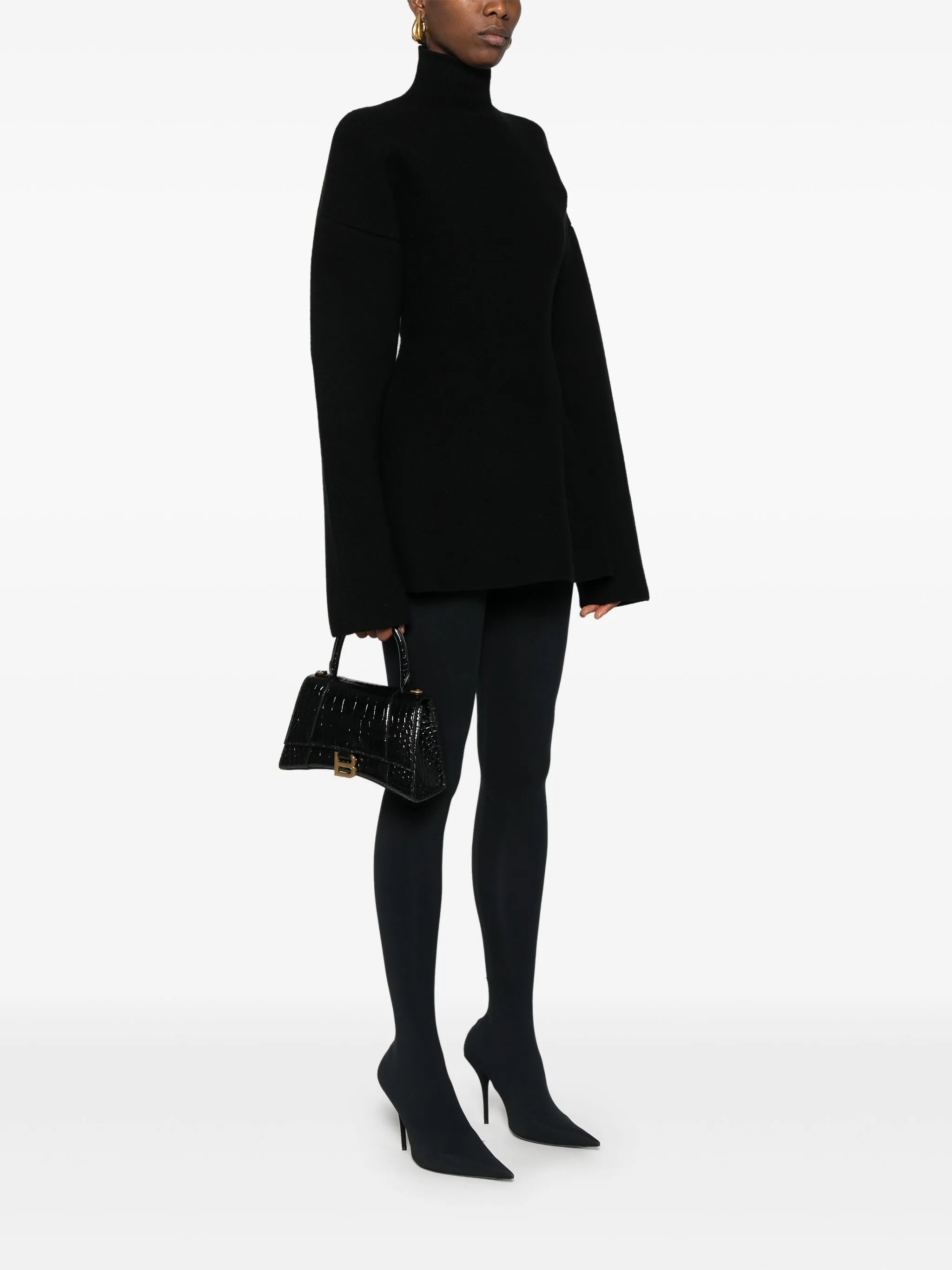 Hourglass croc-effect leather tote bag
