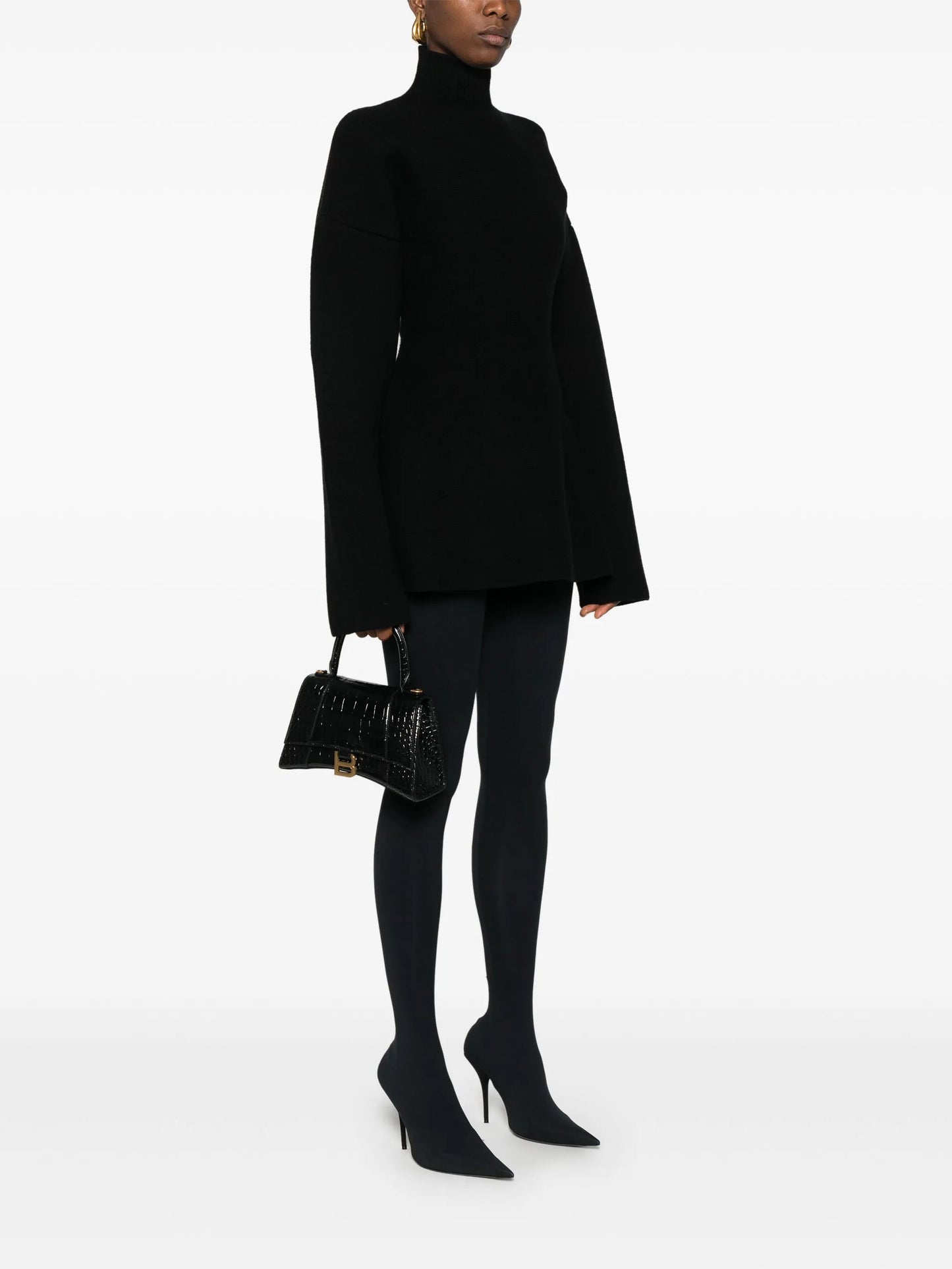 Hourglass croc-effect leather tote bag