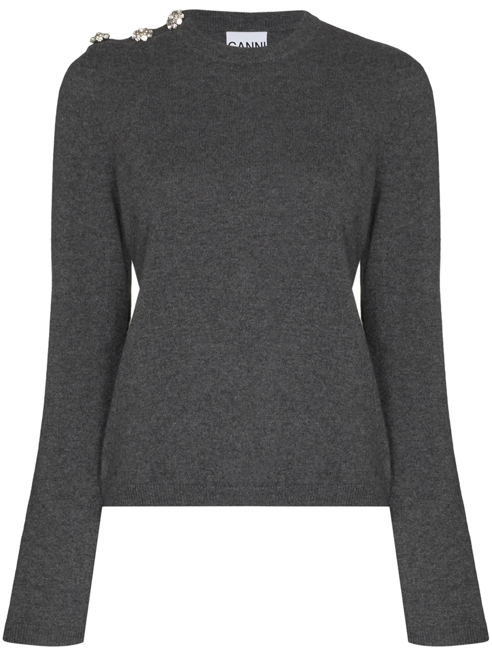 crystal button long sleeve jumper