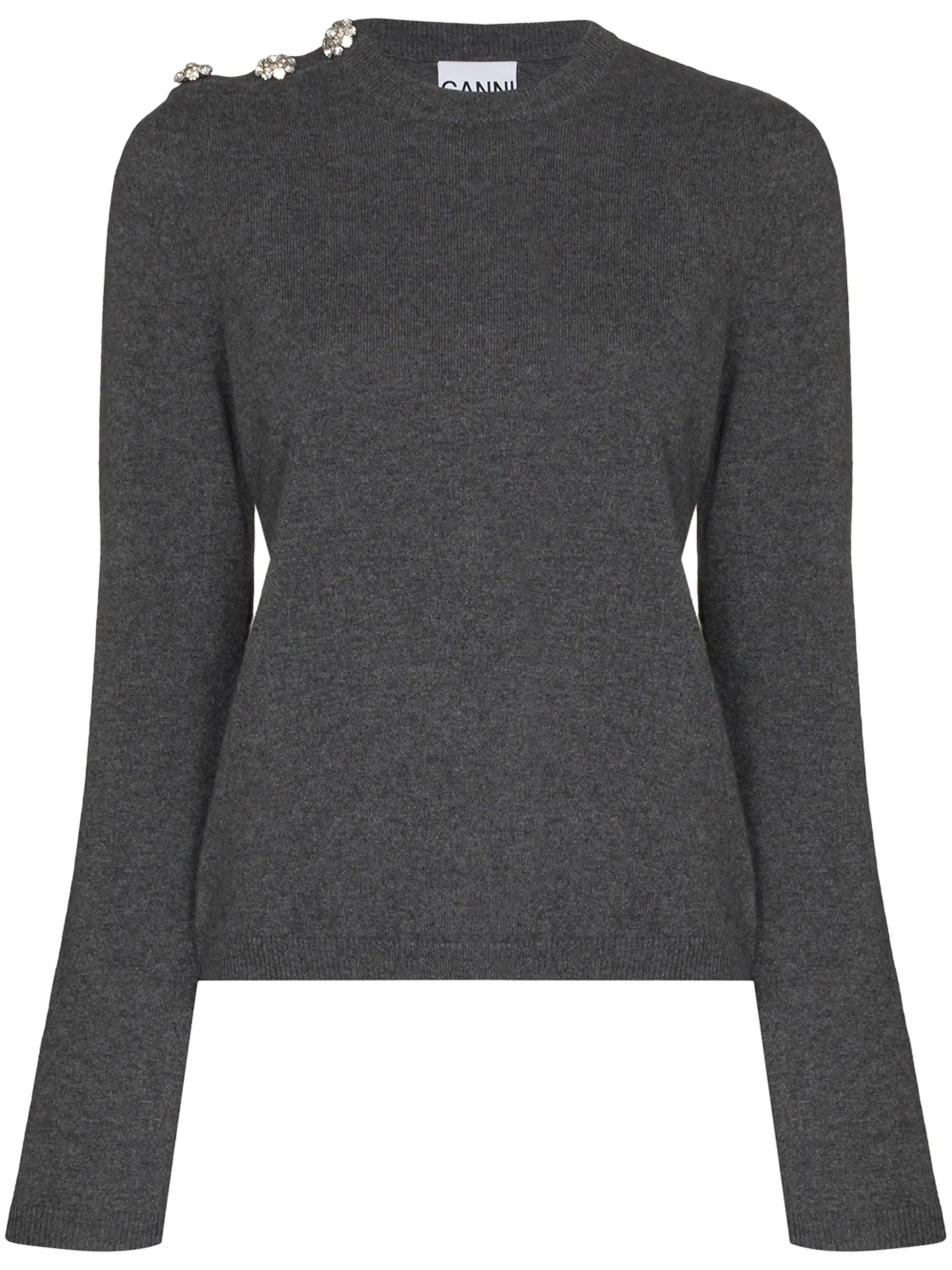 crystal button long sleeve jumper