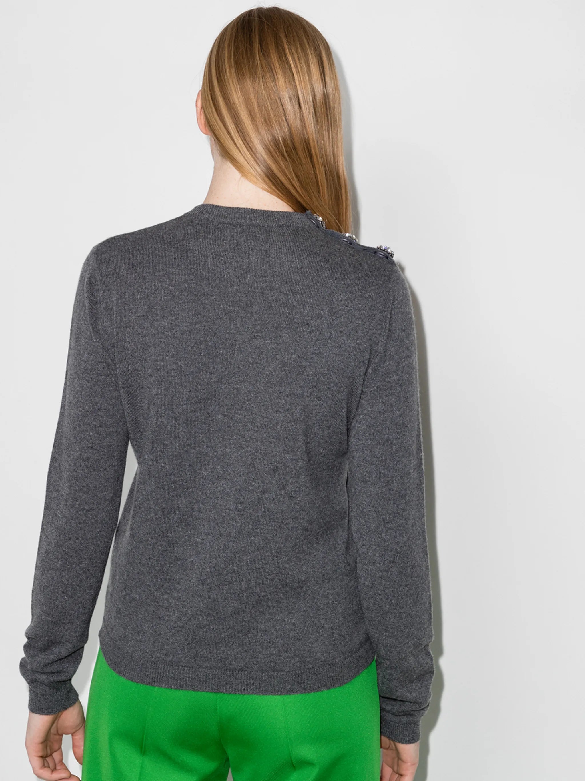 crystal button long sleeve jumper
