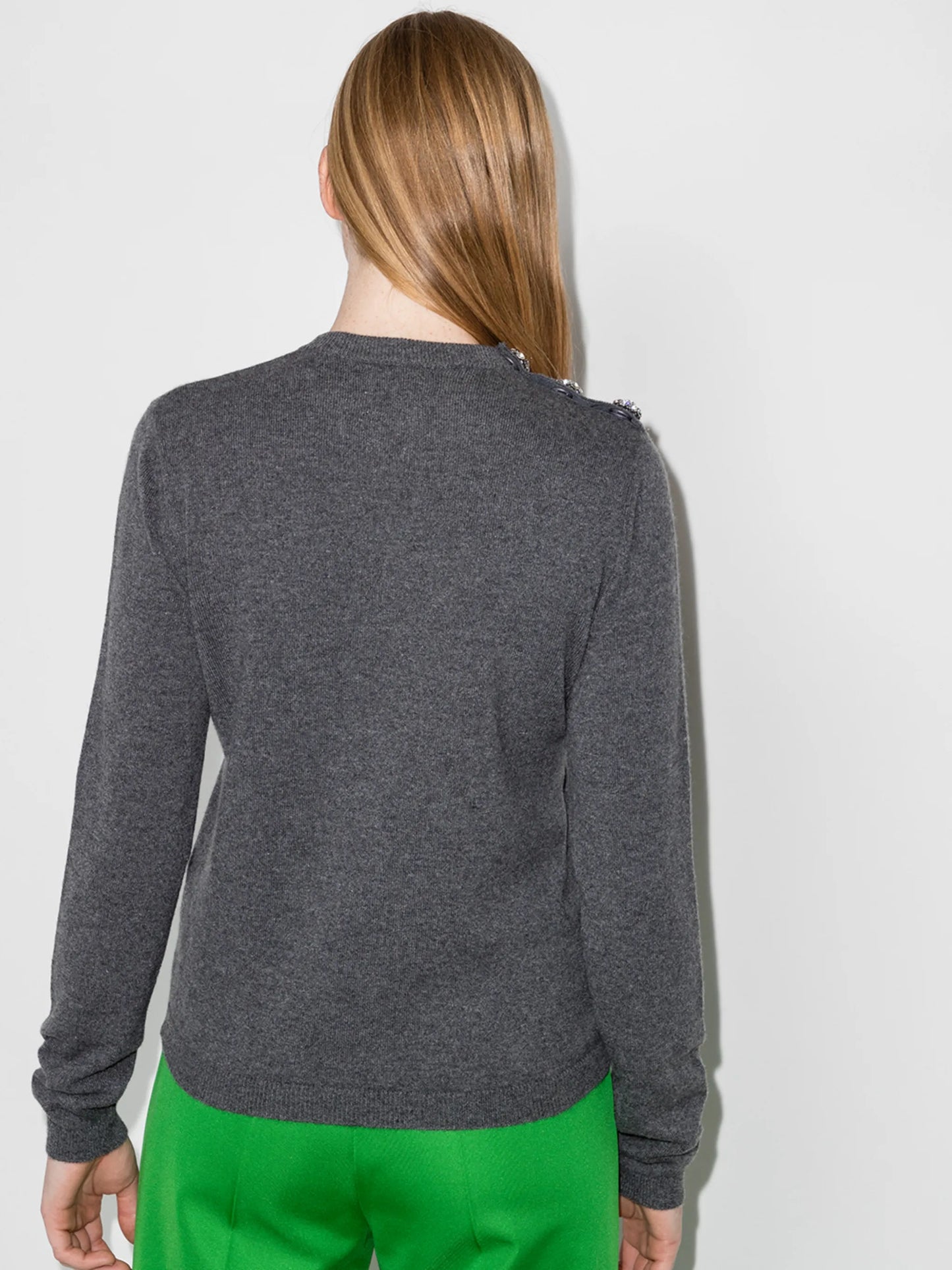 crystal button long sleeve jumper