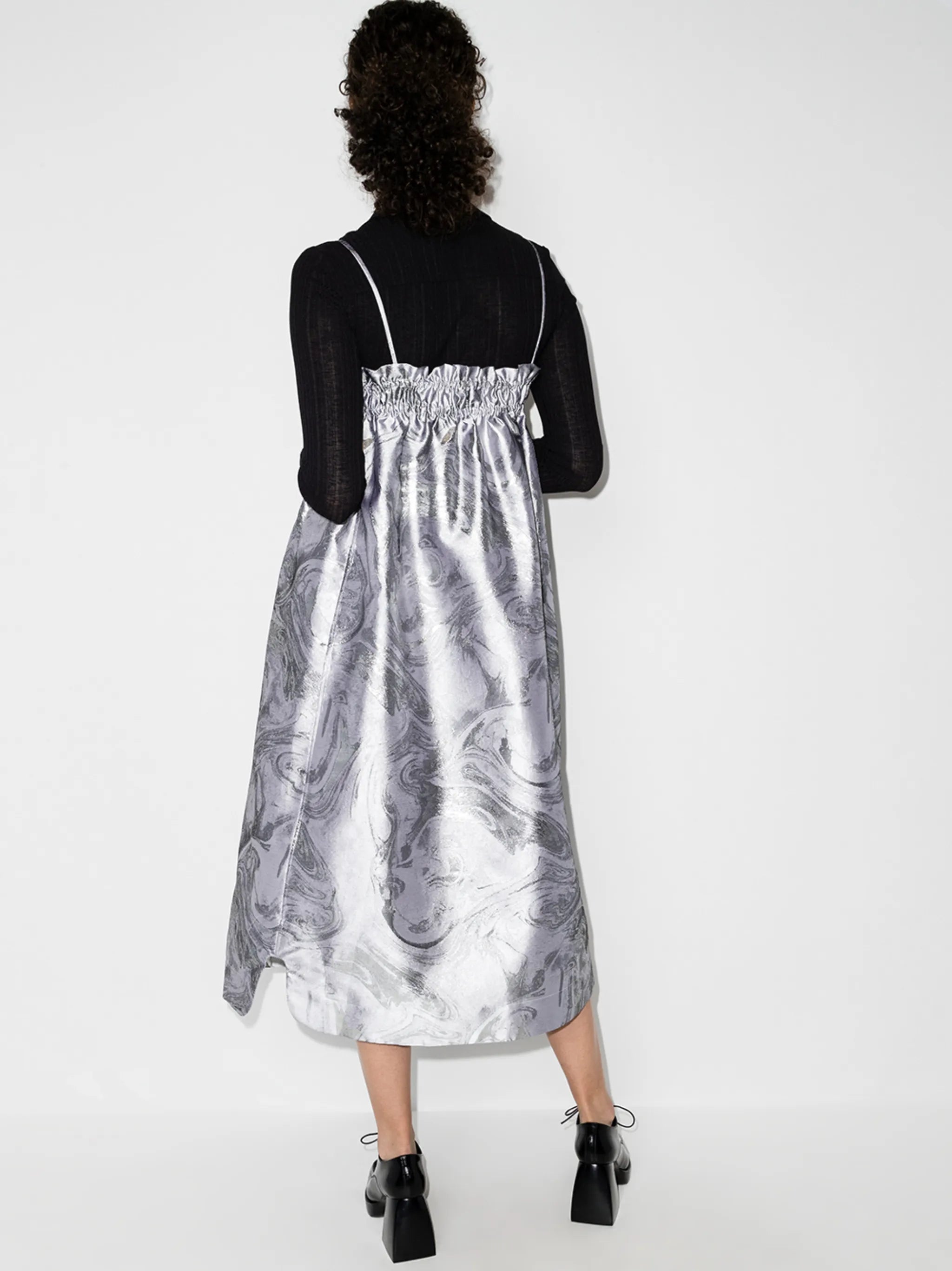 ruched-detail jacquard midi dress
