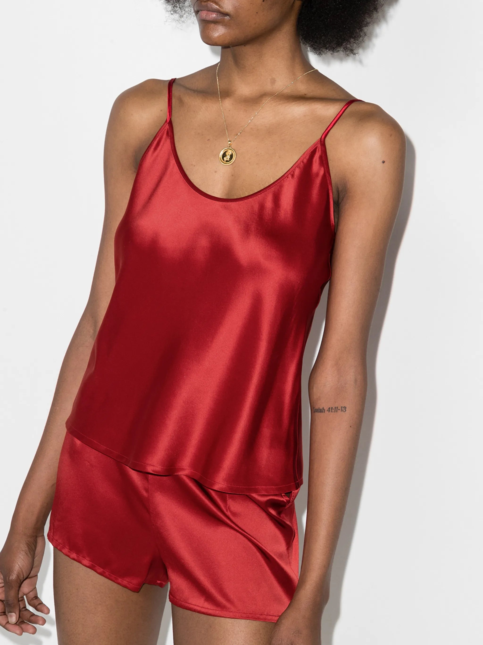 scoop-neck silk pyjama top