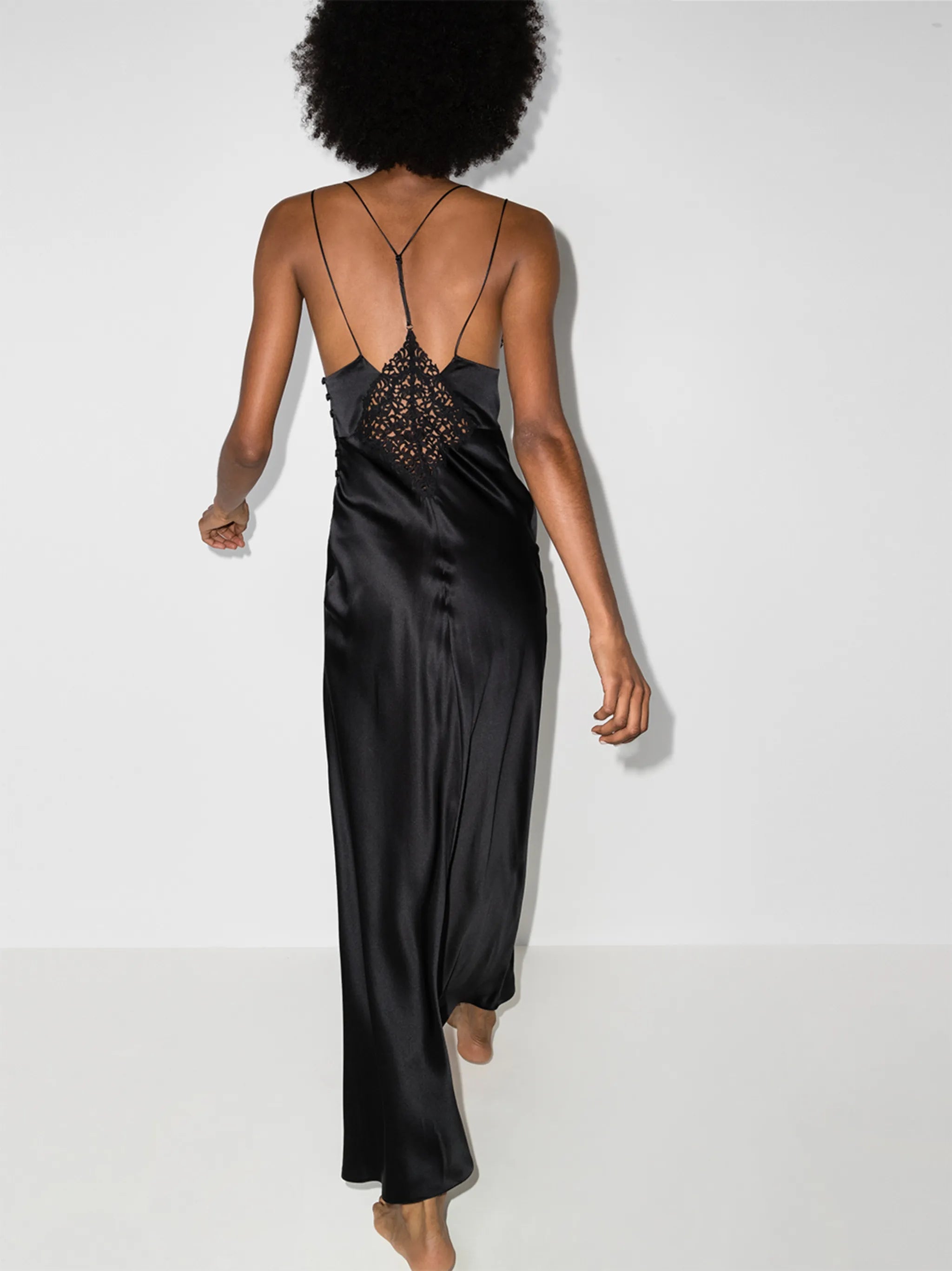 macramé-detailing long nightdress