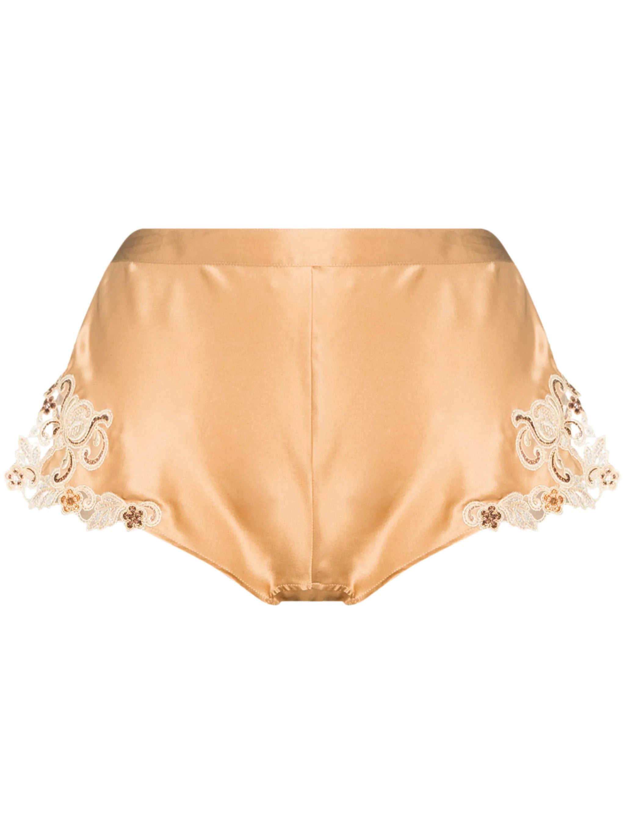 embroidered silk shorts