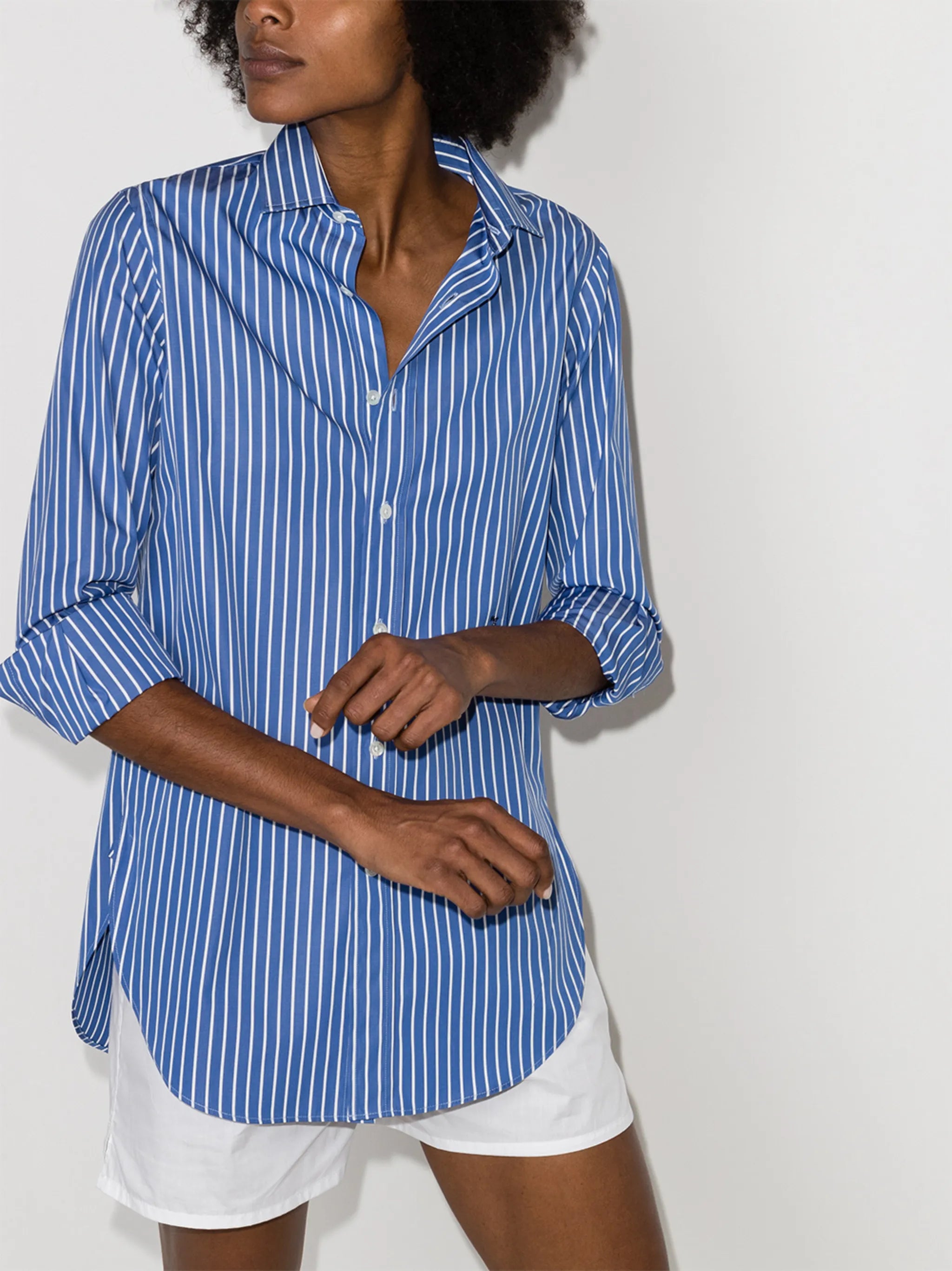 vertical-stripe cotton shirt
