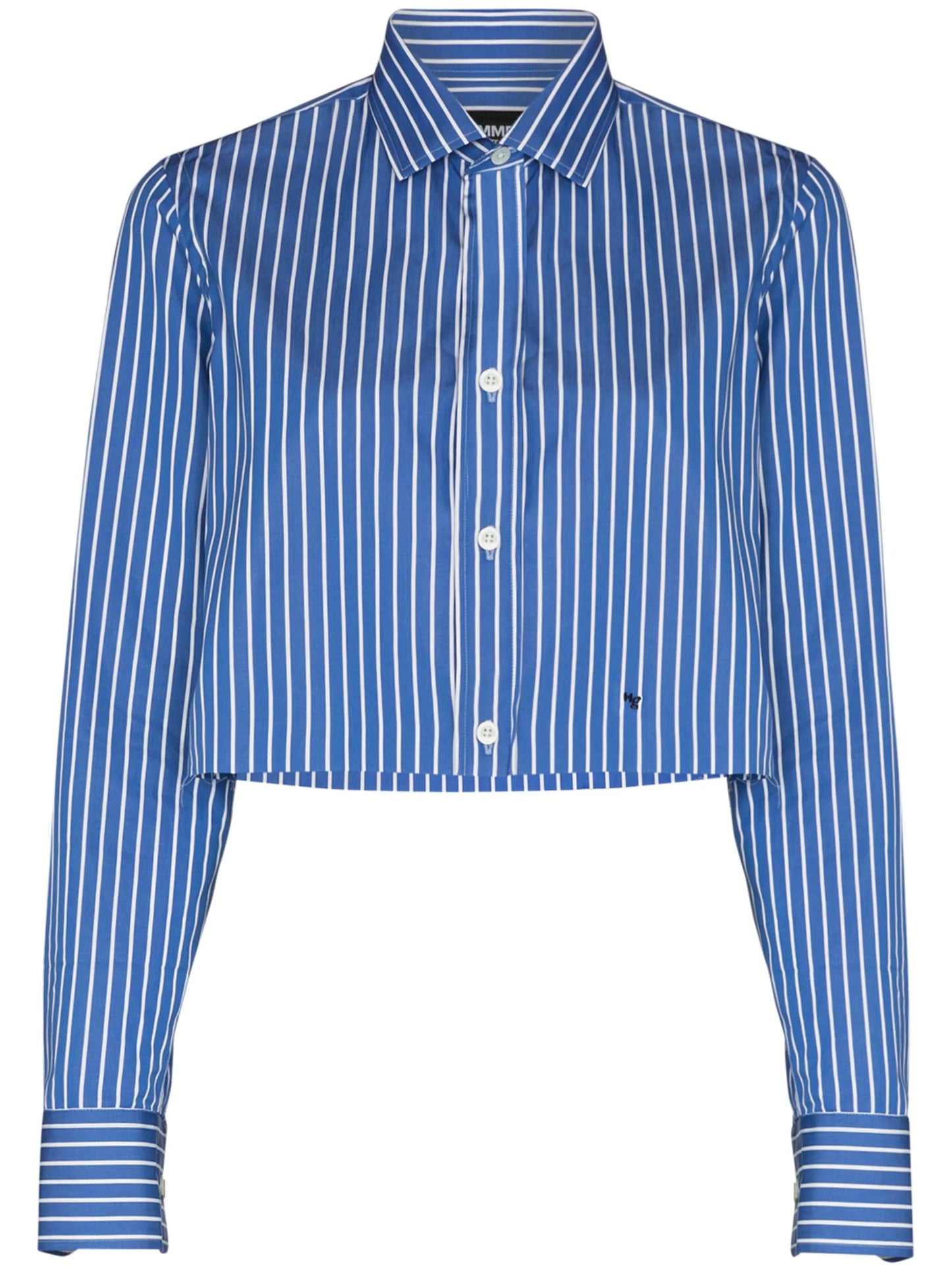vertical-stripe cropped shirt