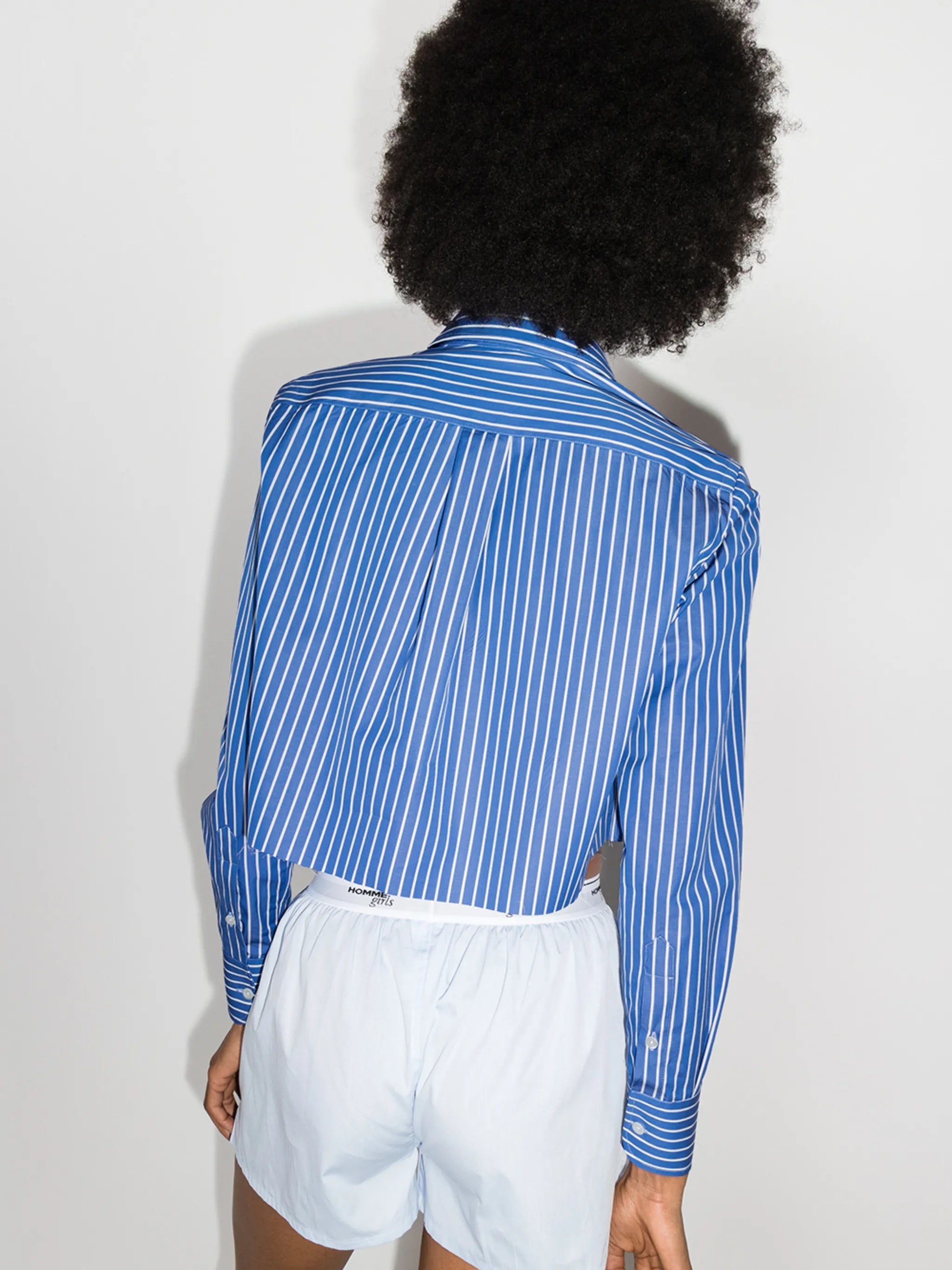 vertical-stripe cropped shirt