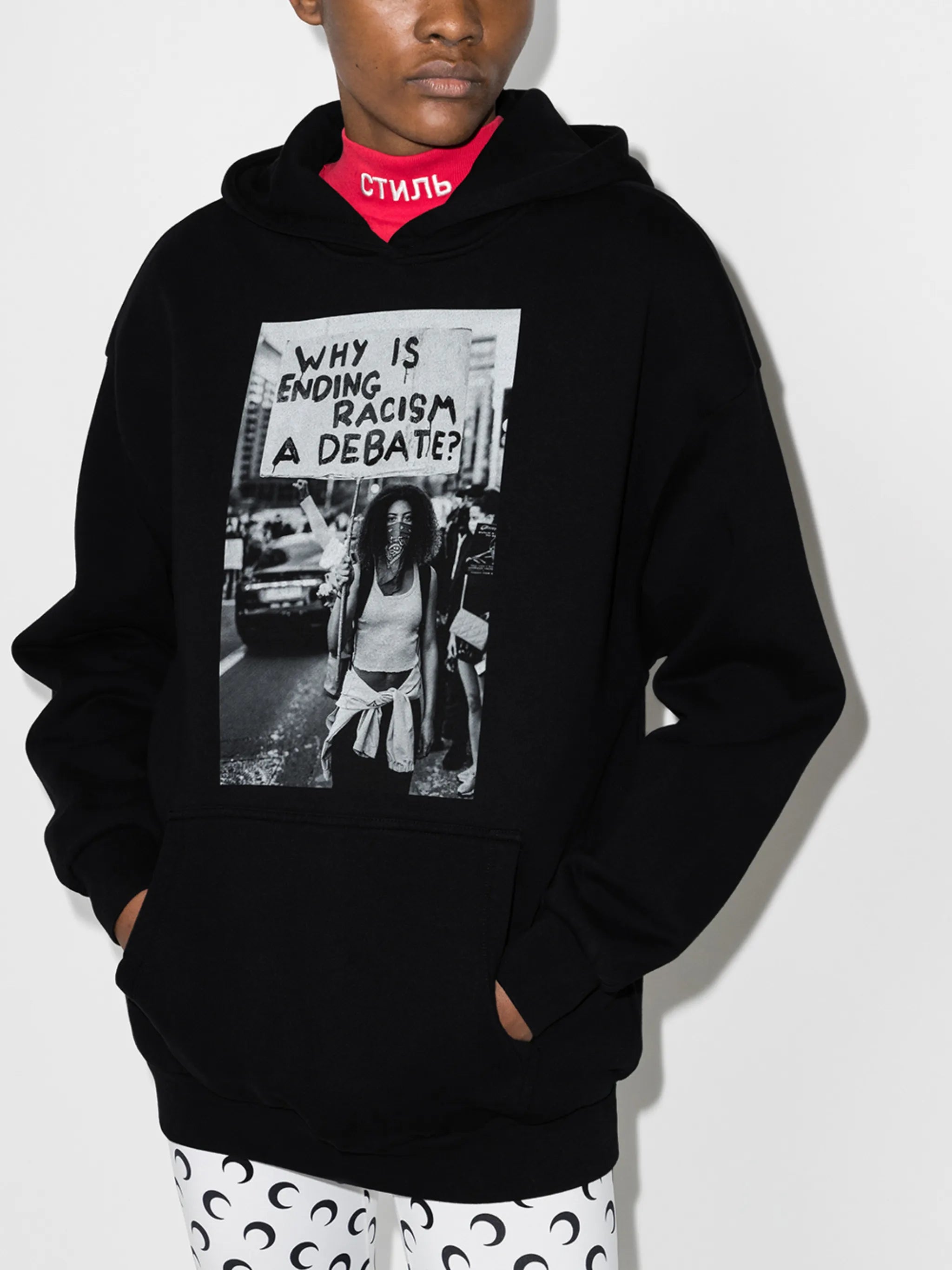 long-sleeve photograph print hoodie