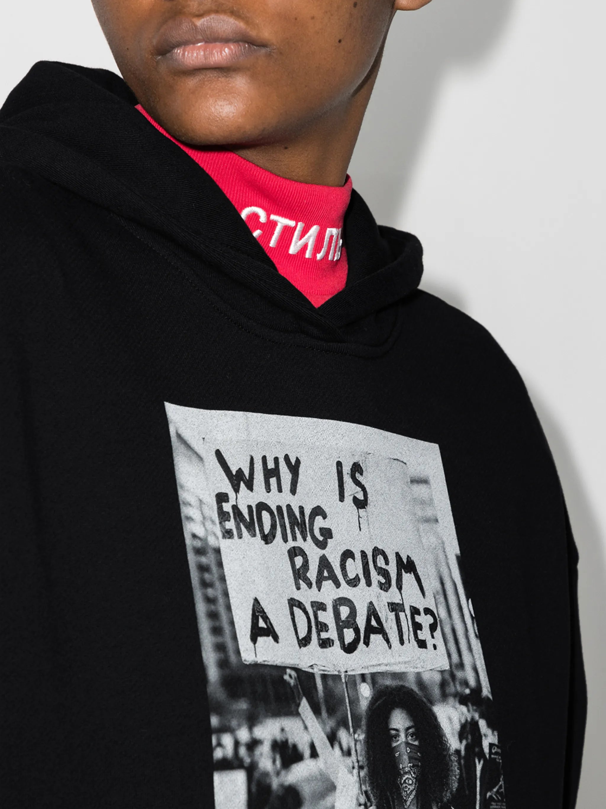 long-sleeve photograph print hoodie