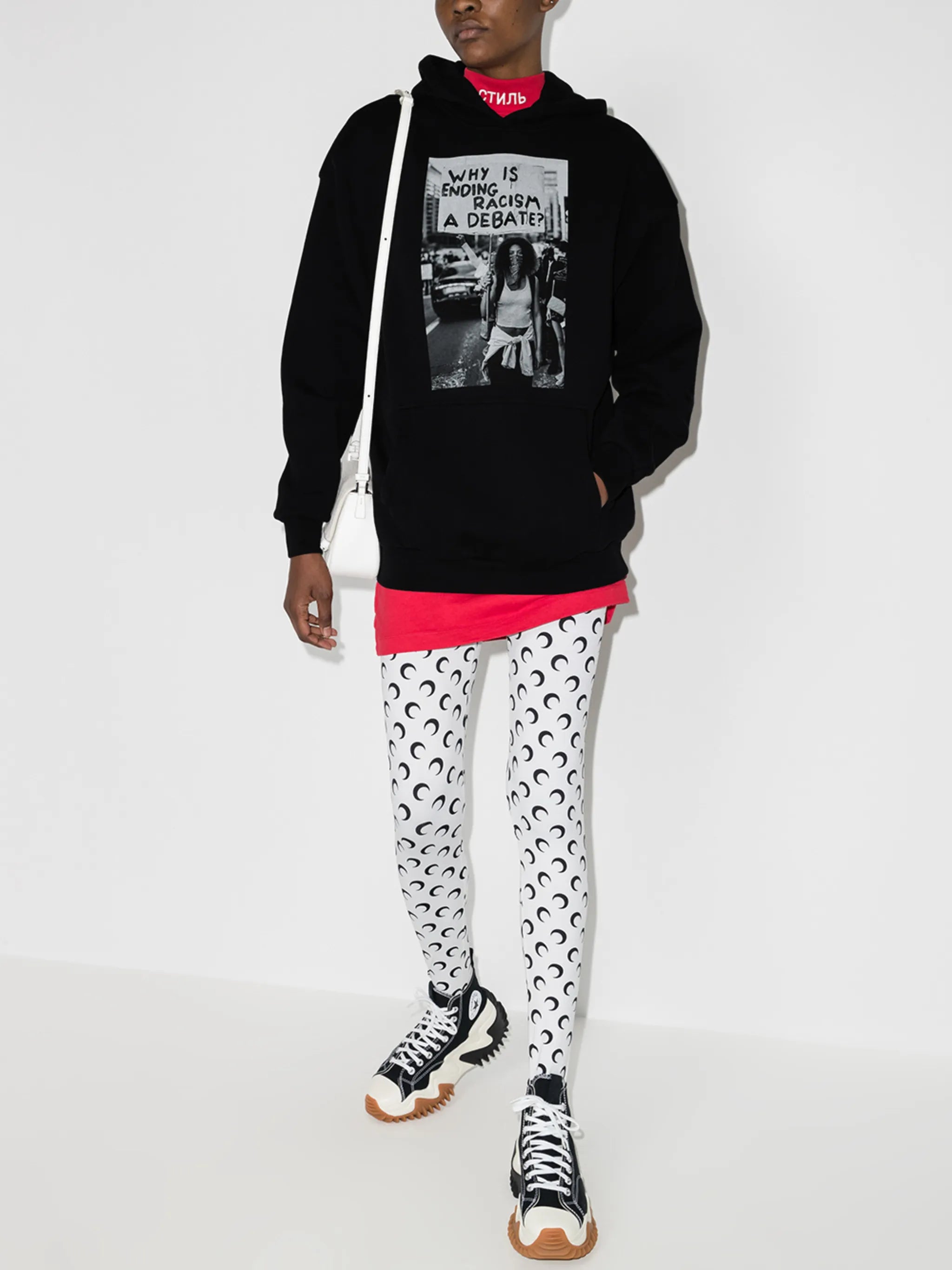 long-sleeve photograph print hoodie