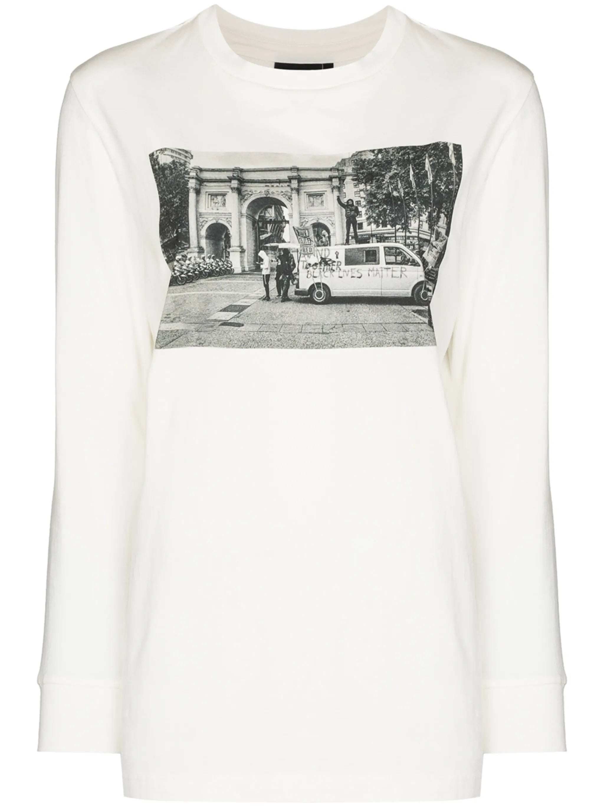 long-sleeve photograph print T-shirt