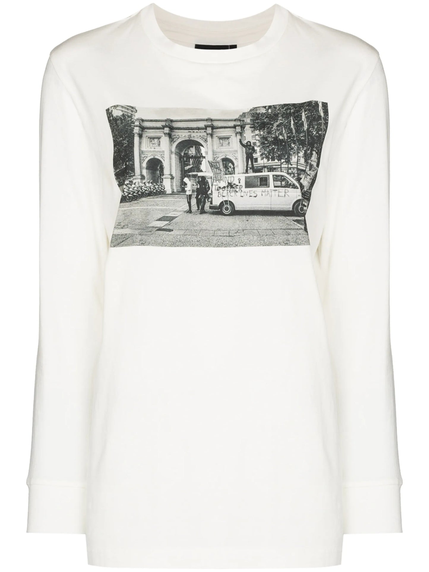 long-sleeve photograph print T-shirt