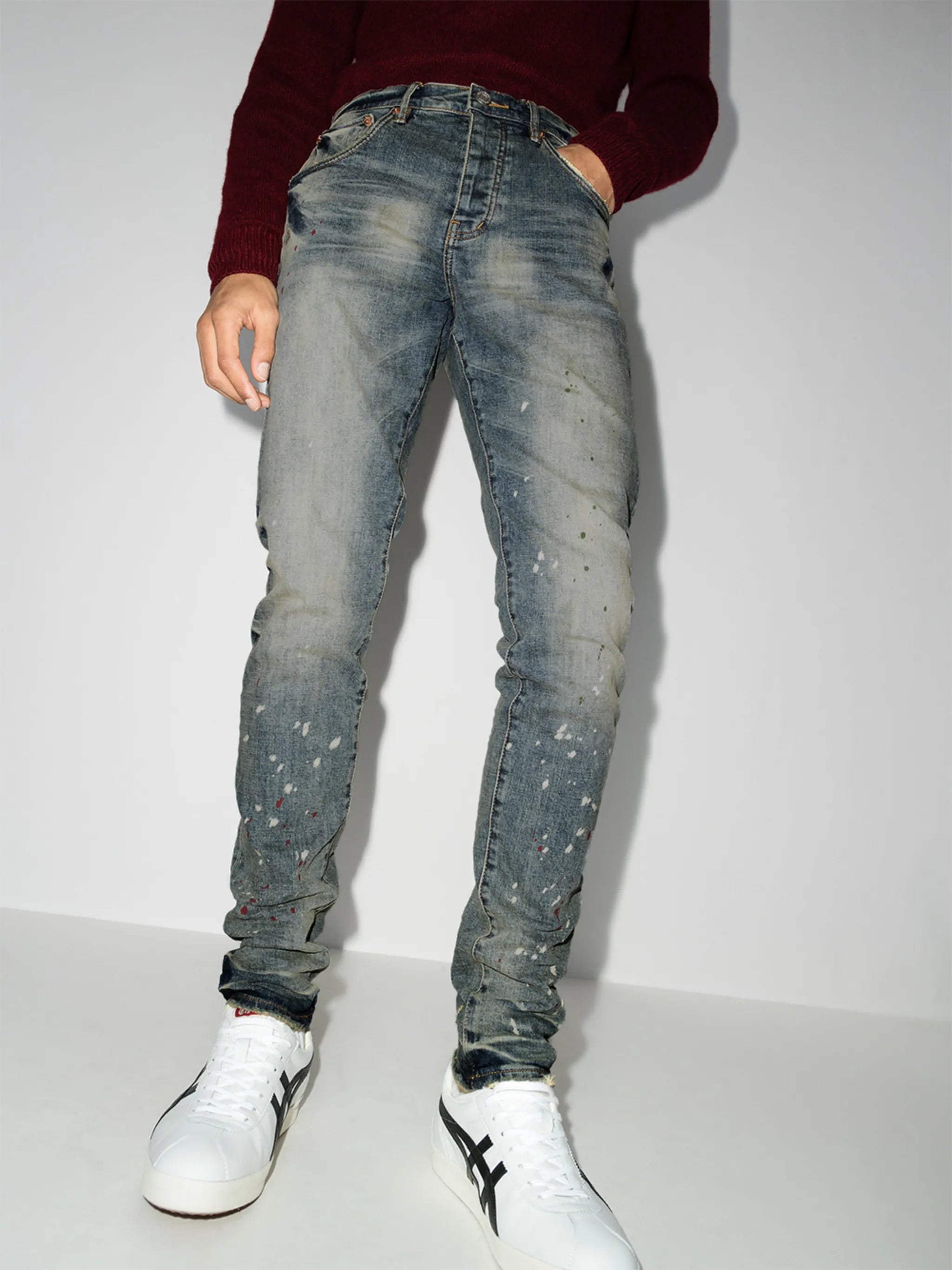Vintage Spotted tapered-leg jeans
