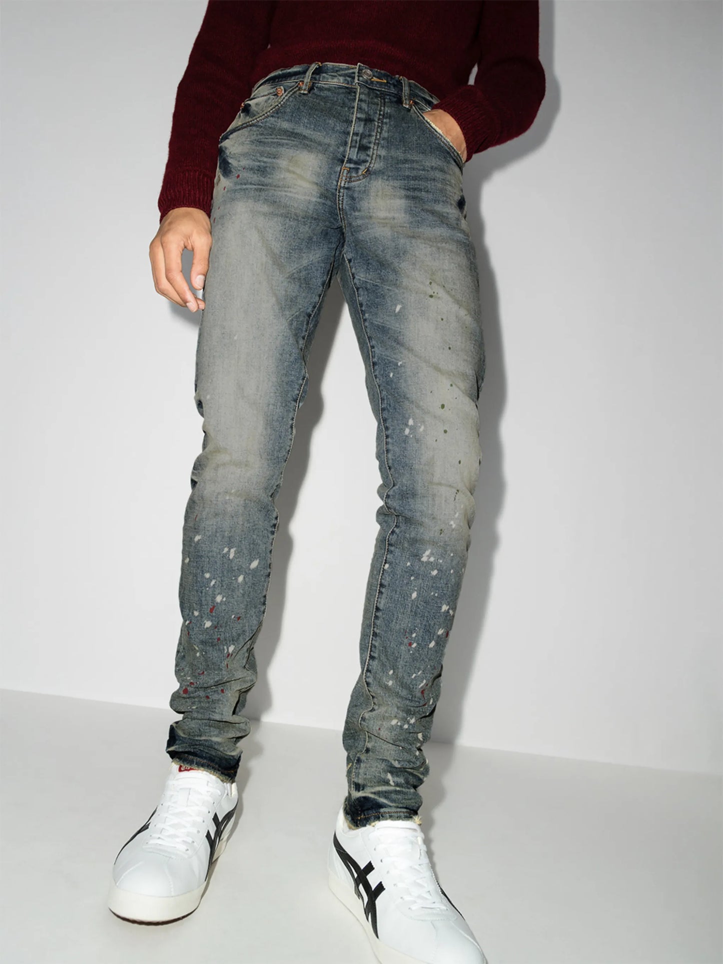 Vintage Spotted tapered-leg jeans