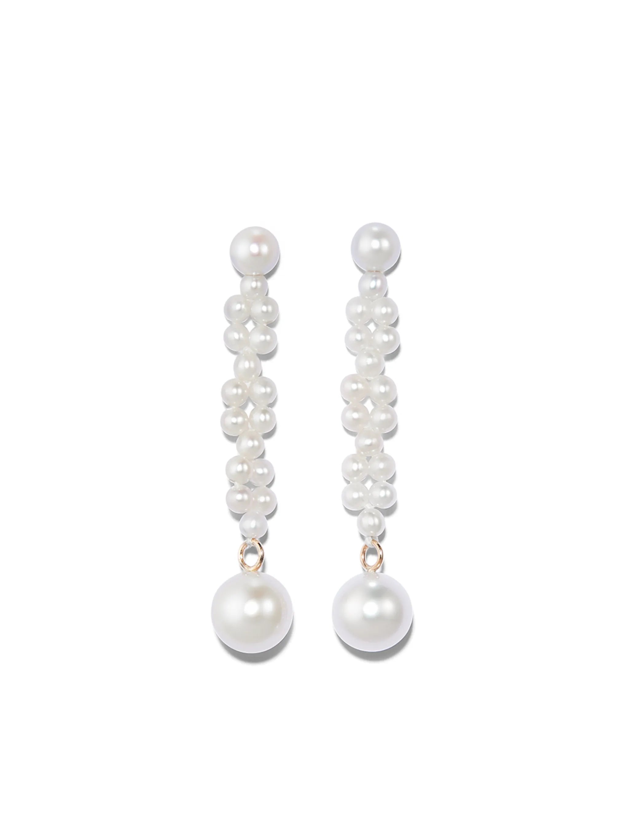 14kt yellow gold Tressé pearl drop earrings