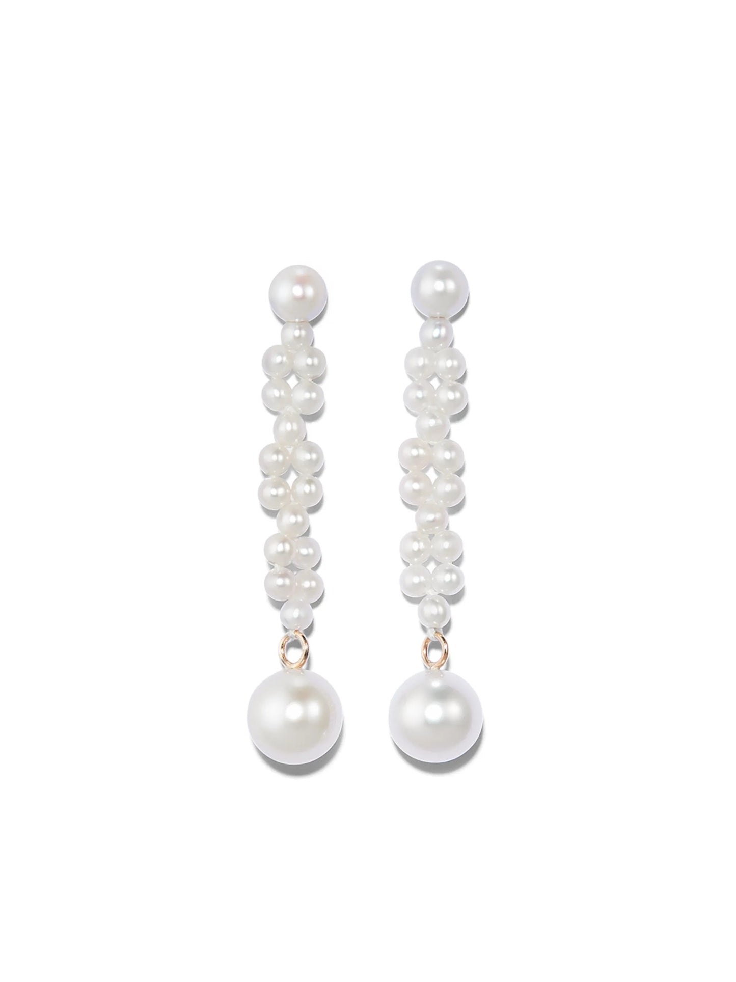 14kt yellow gold Tressé pearl drop earrings