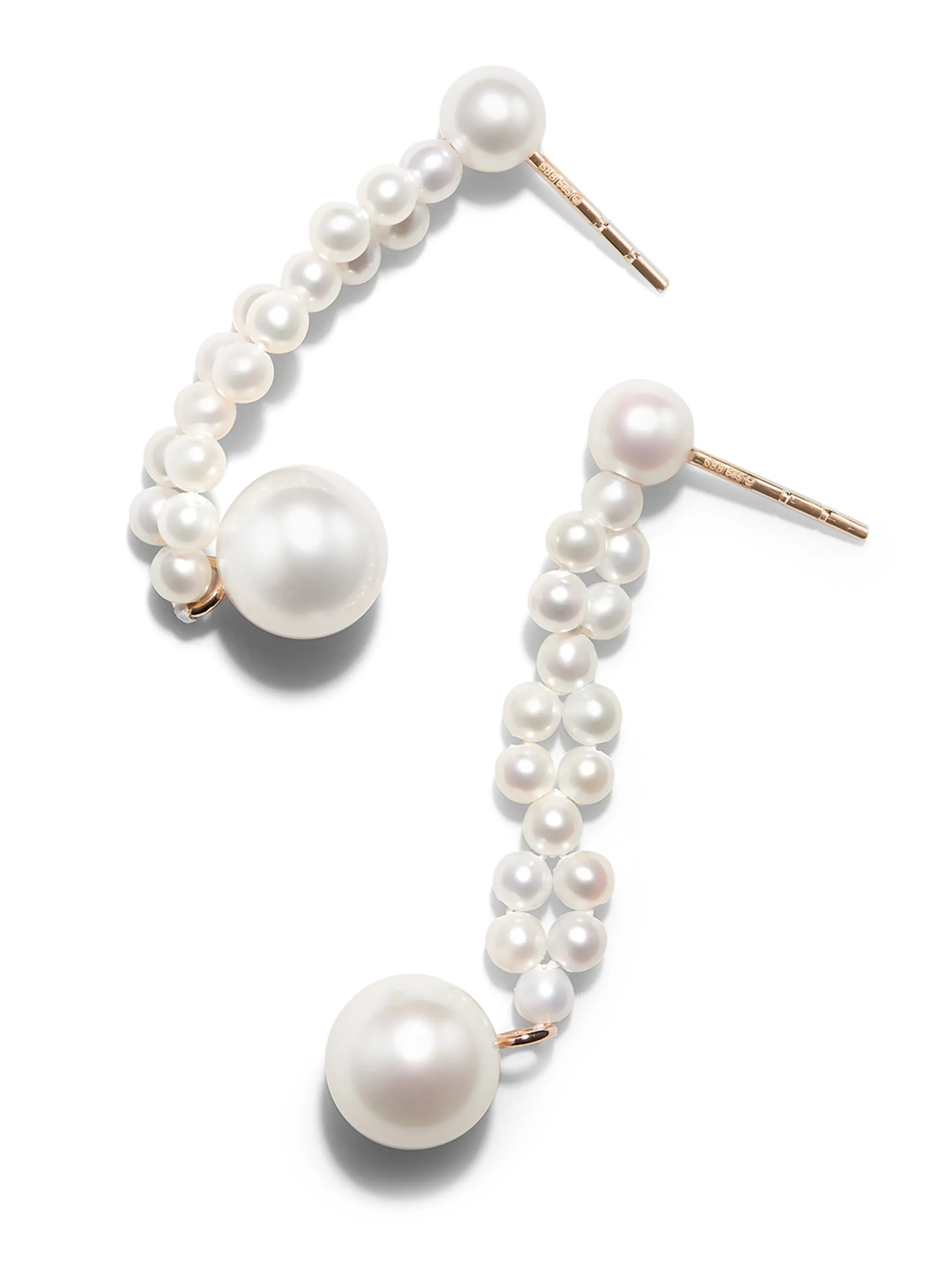 14kt yellow gold Tressé pearl drop earrings