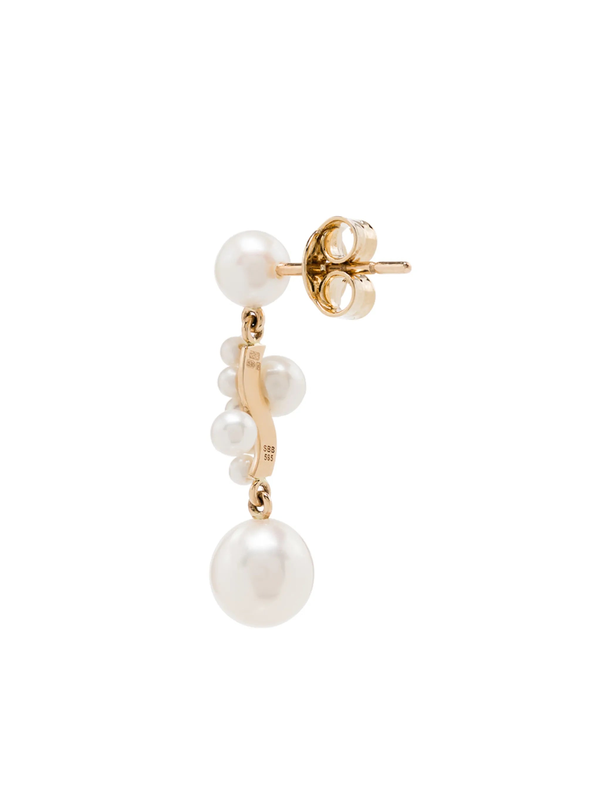14kt yellow gold pearl drop single earring