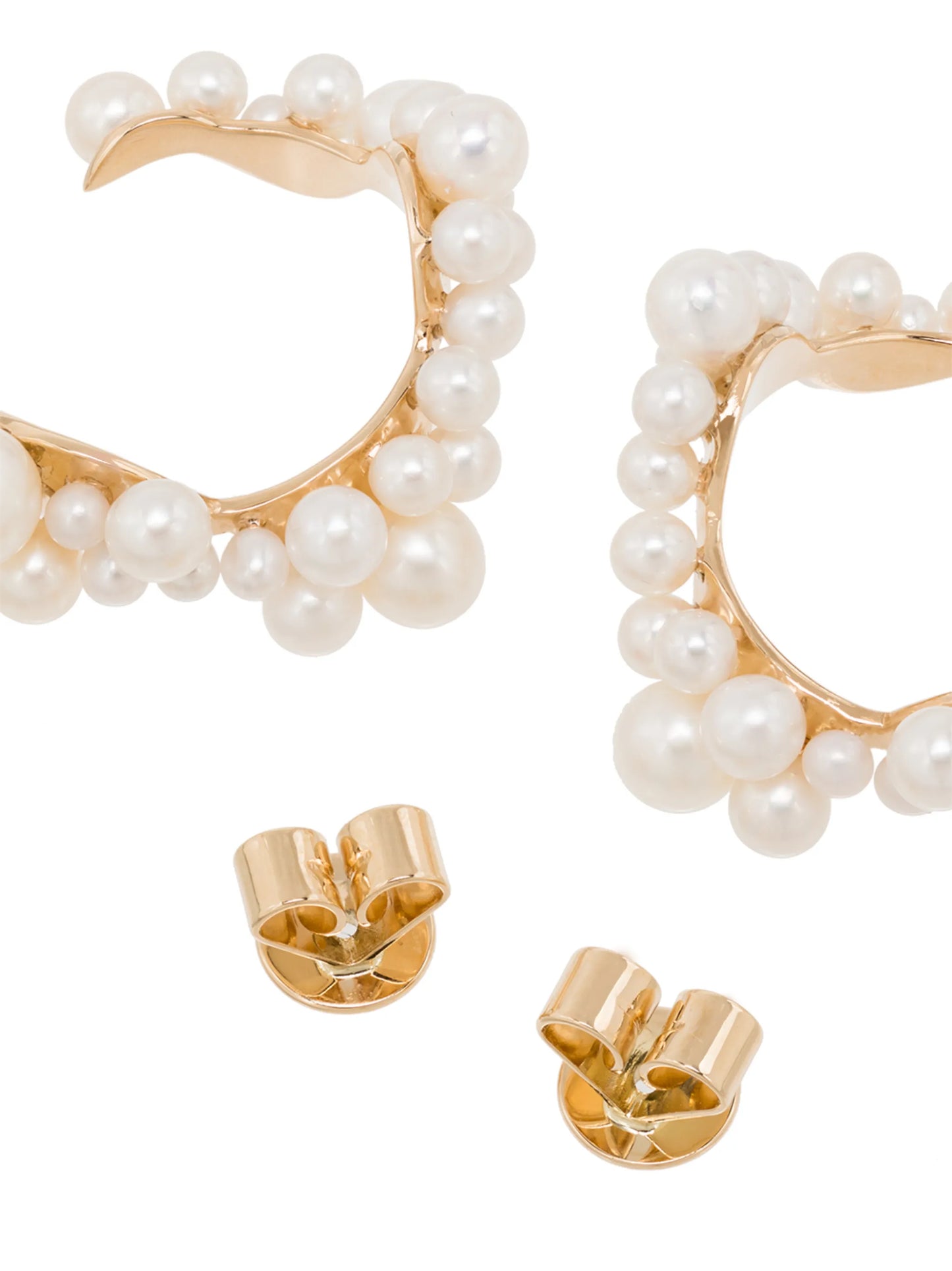 14kt yellow gold pearl hoop earrings