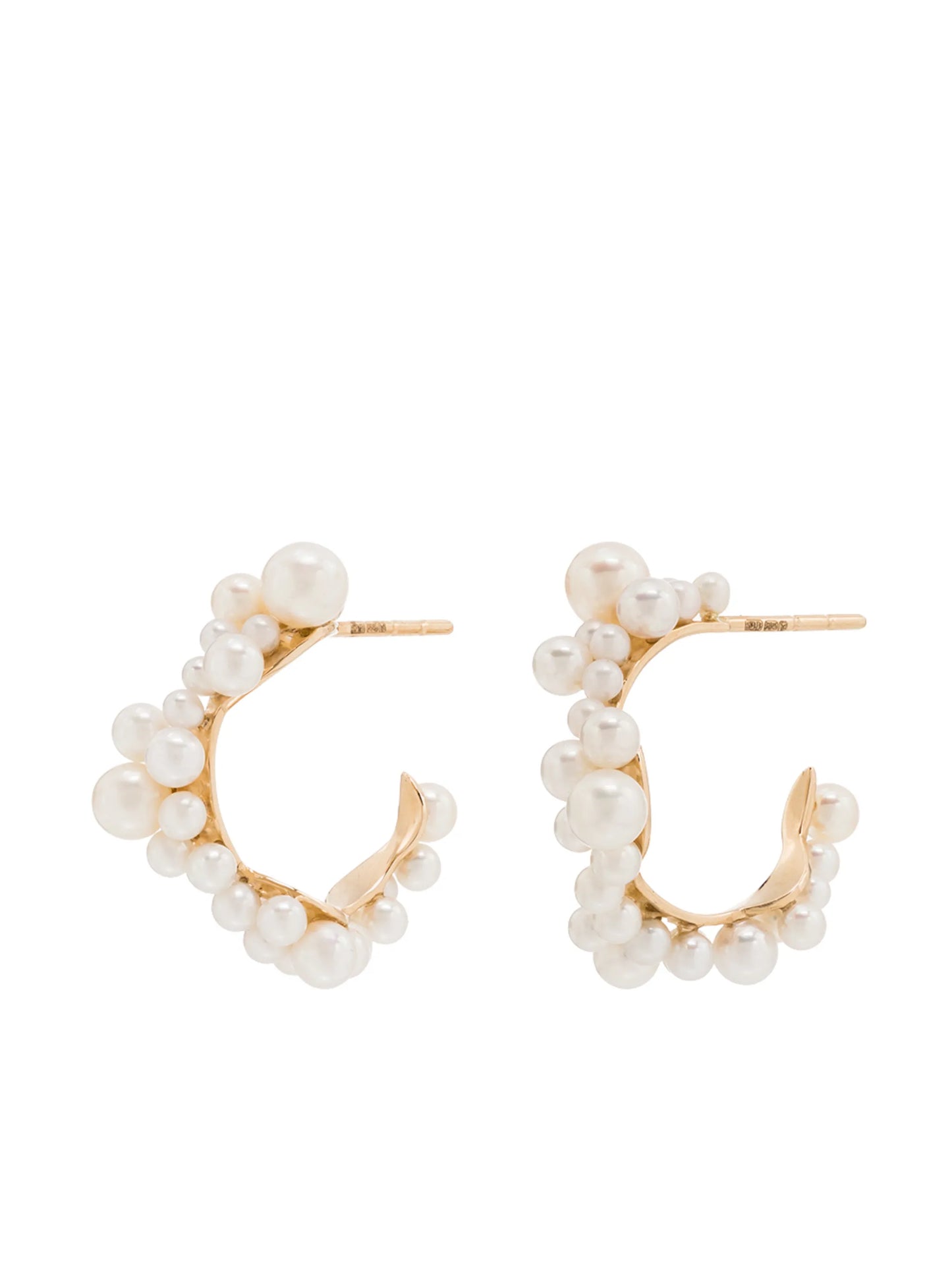 14kt yellow gold pearl hoop earrings