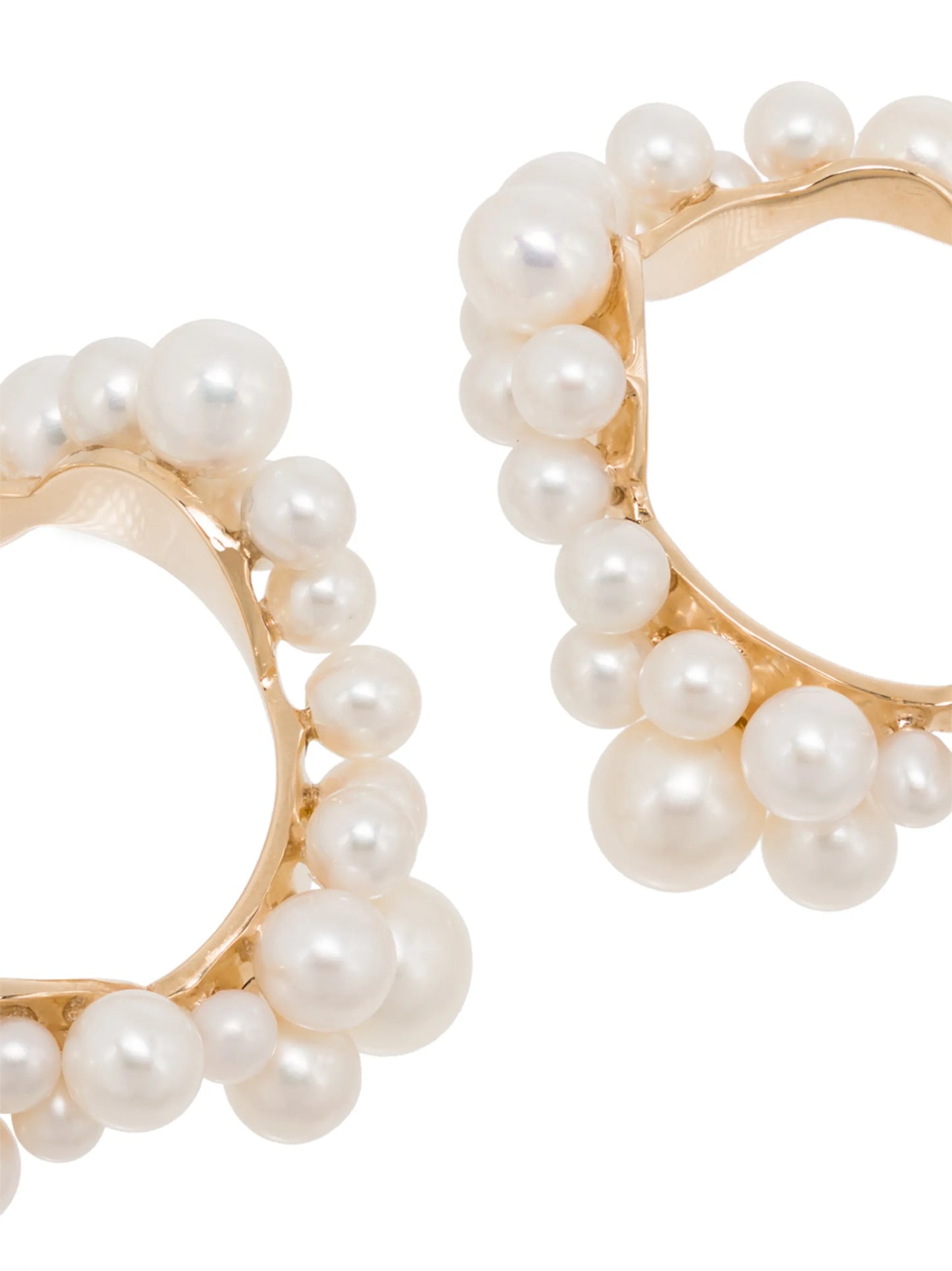 14kt yellow gold pearl hoop earrings