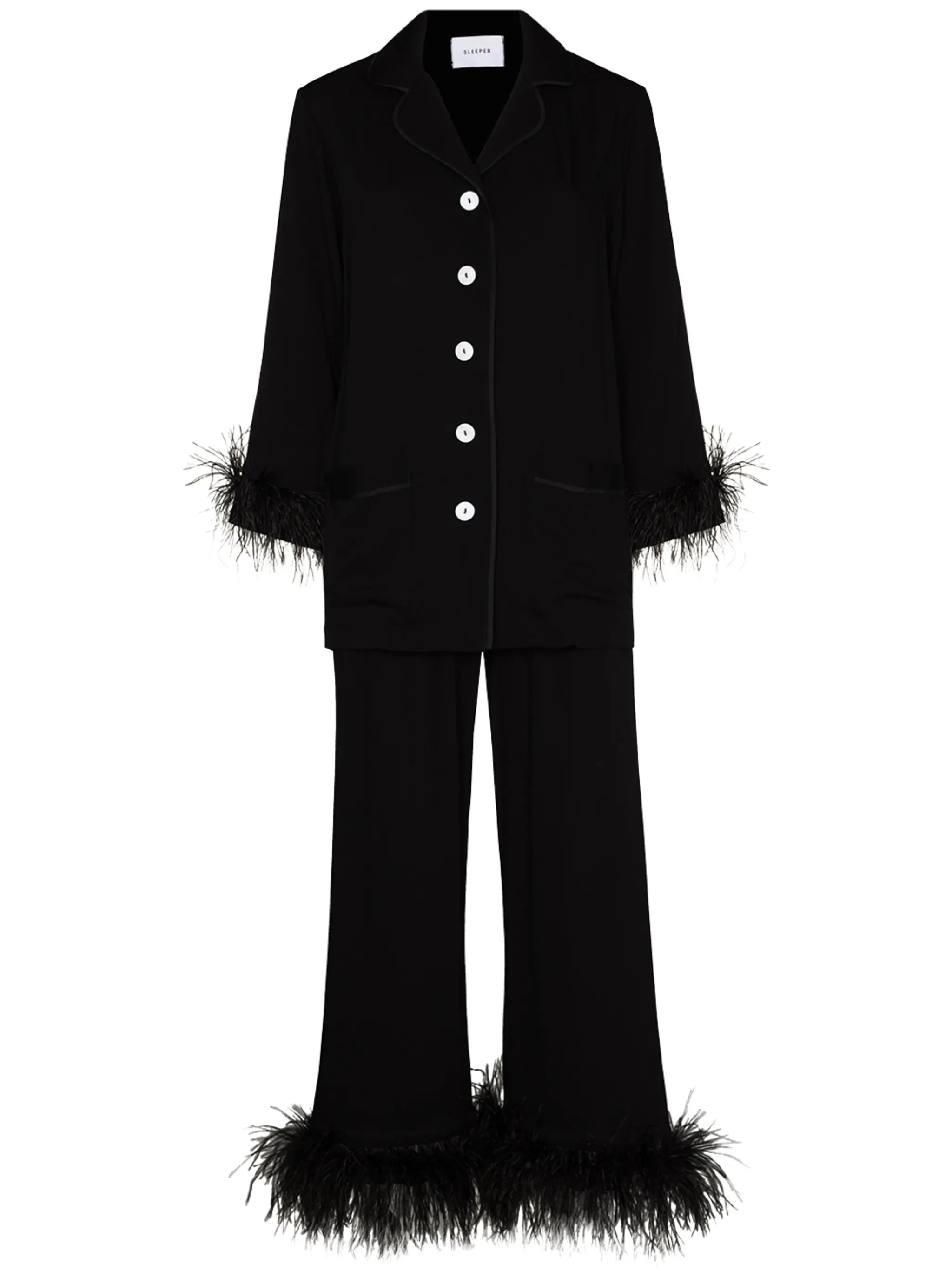 feather detail pajama set
