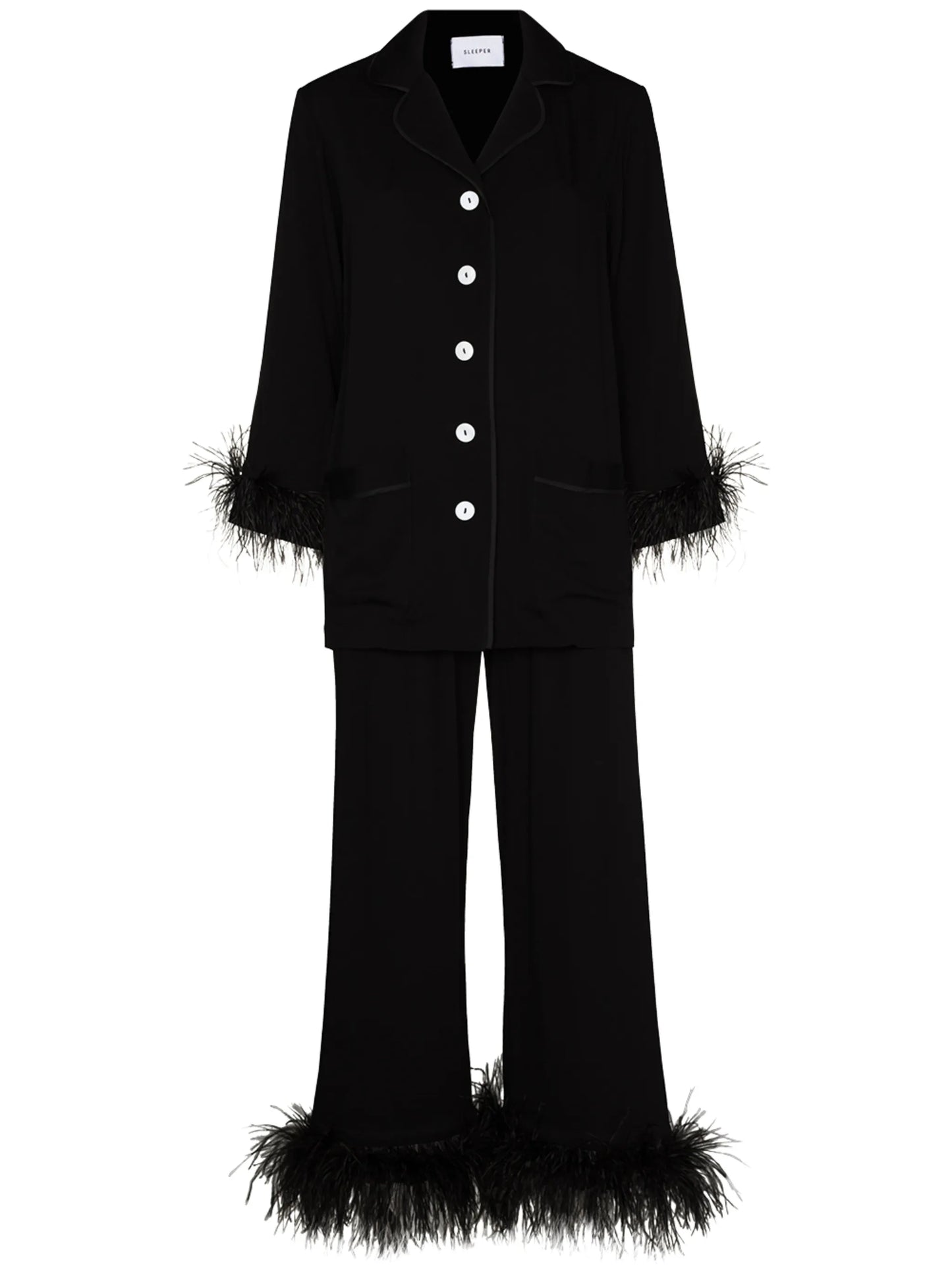 feather detail pajama set
