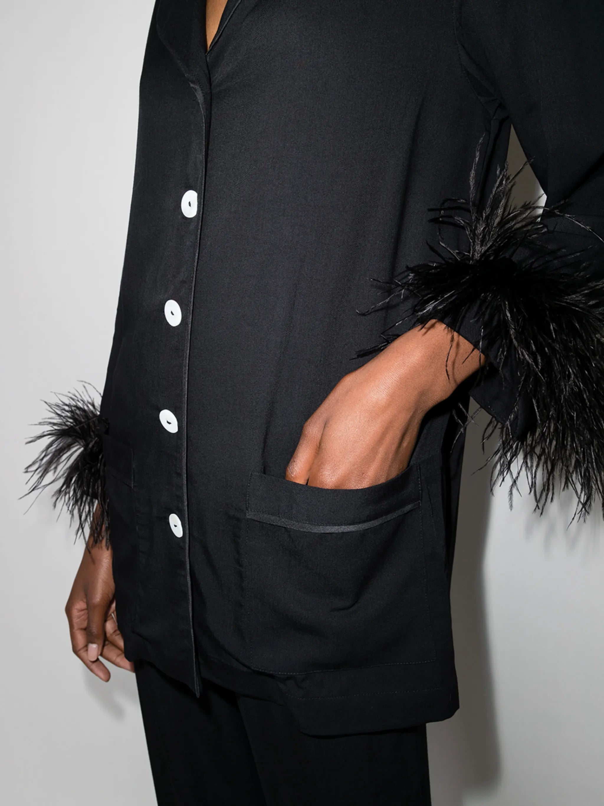 feather detail pajama set