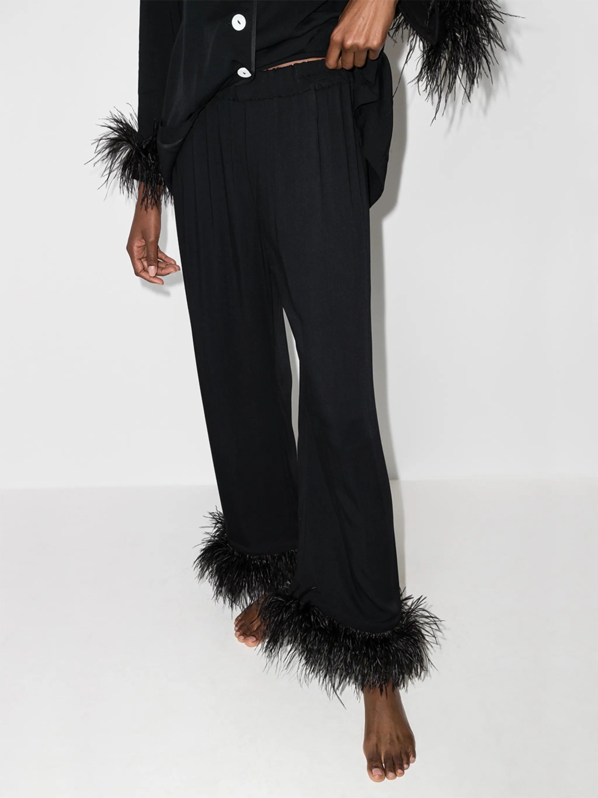 feather detail pajama set