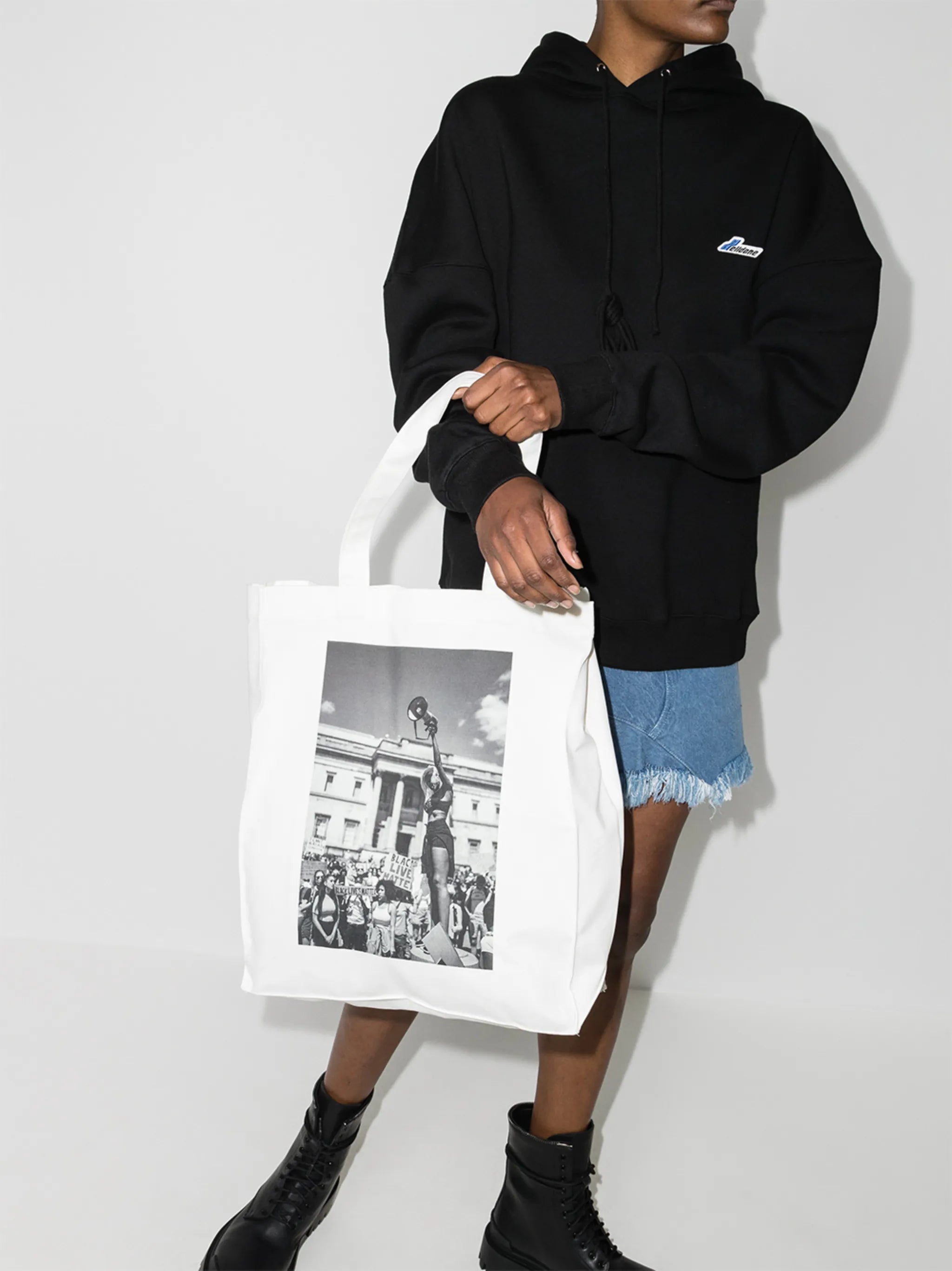 photographic-print open-top tote bag