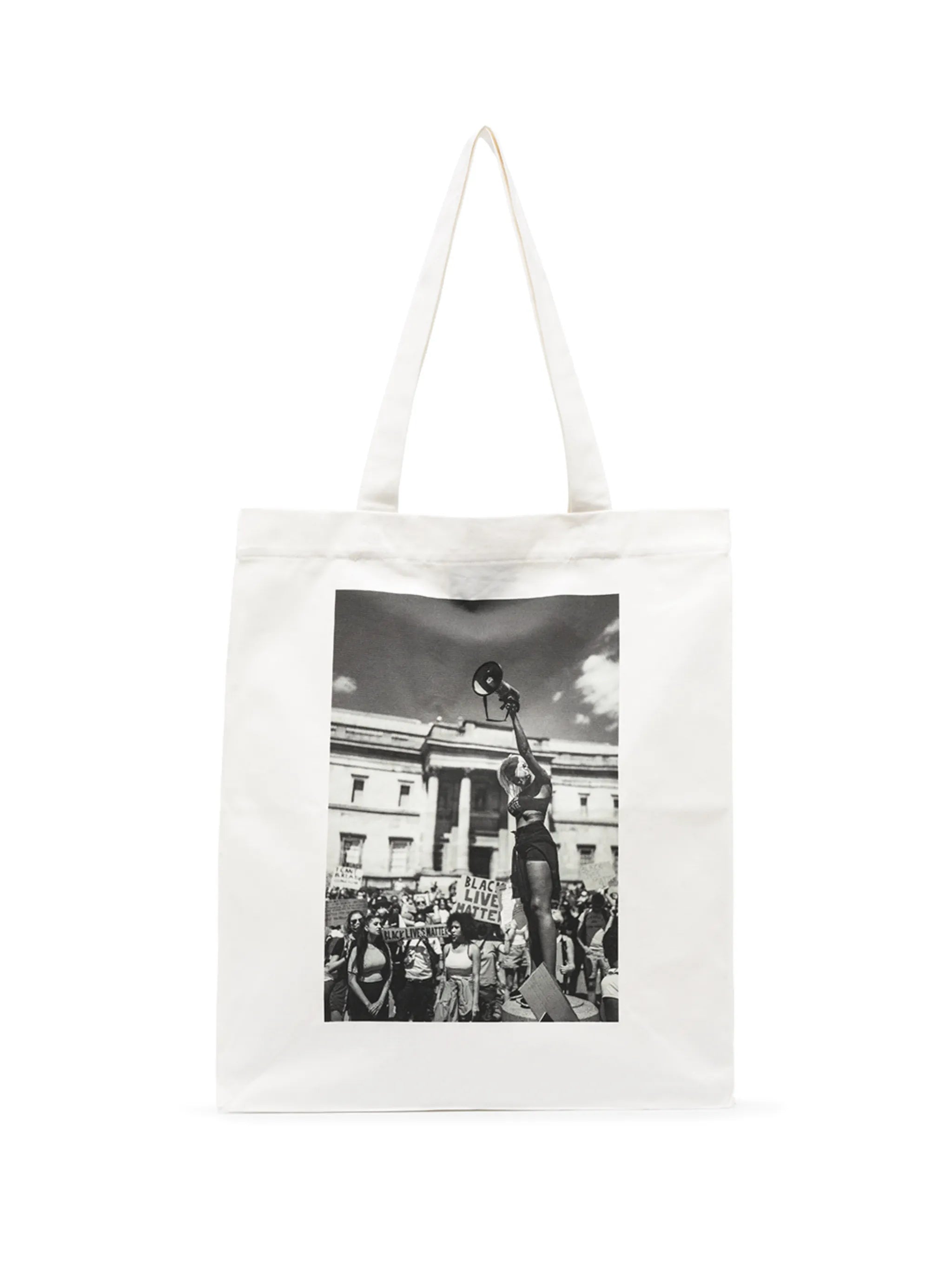 photographic-print open-top tote bag