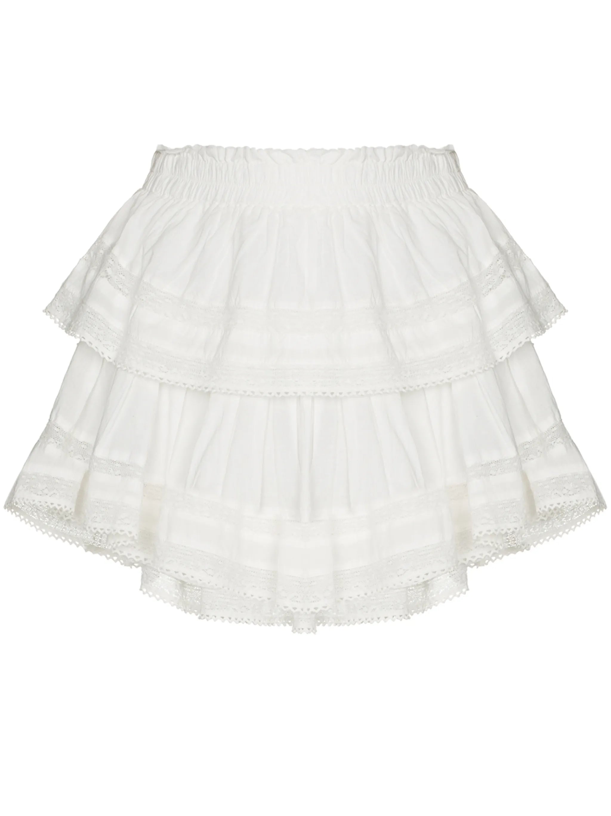lace-trim cotton miniskirt