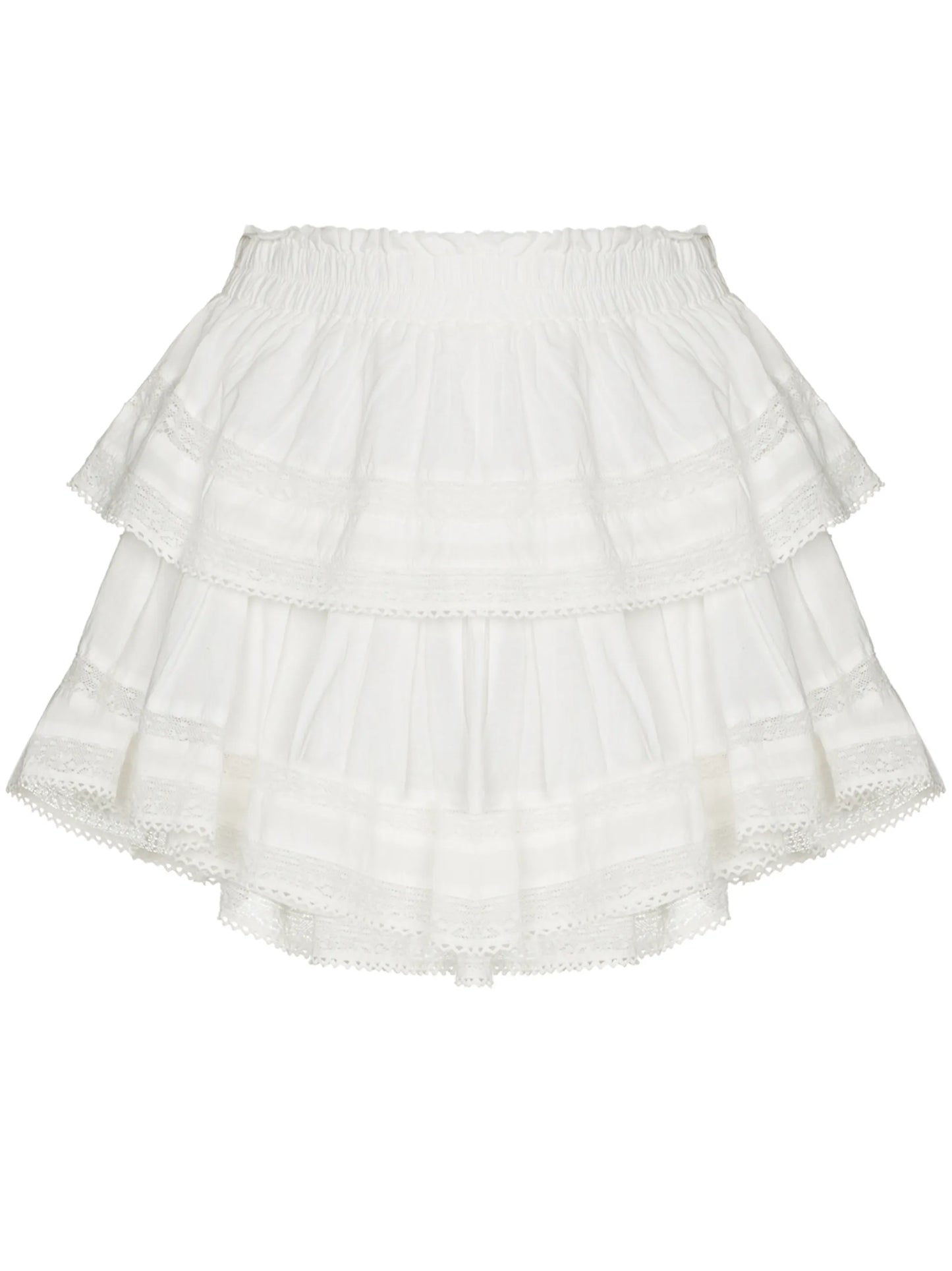 lace-trim cotton miniskirt