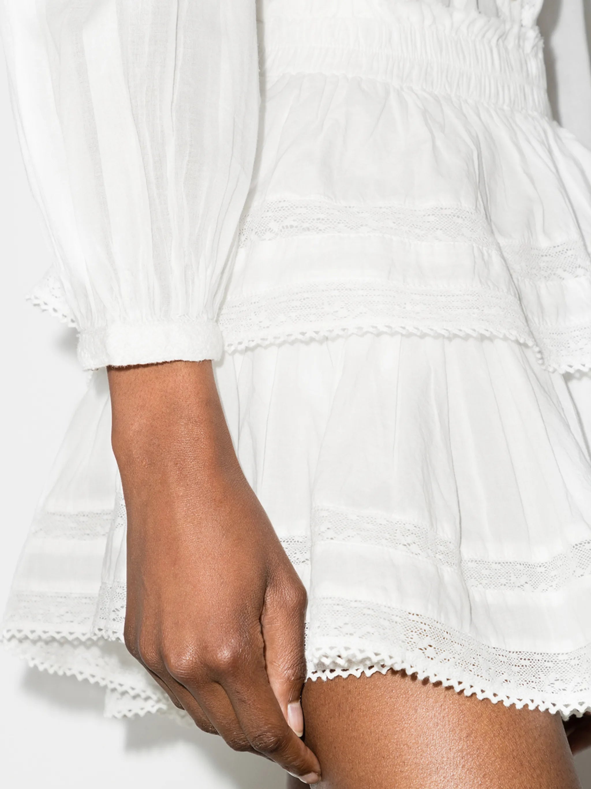 lace-trim cotton miniskirt