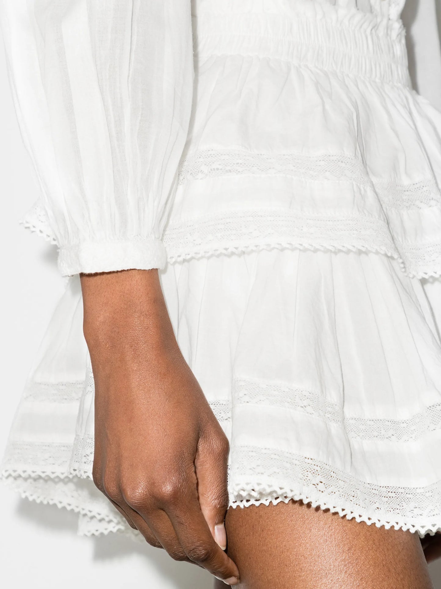 lace-trim cotton miniskirt