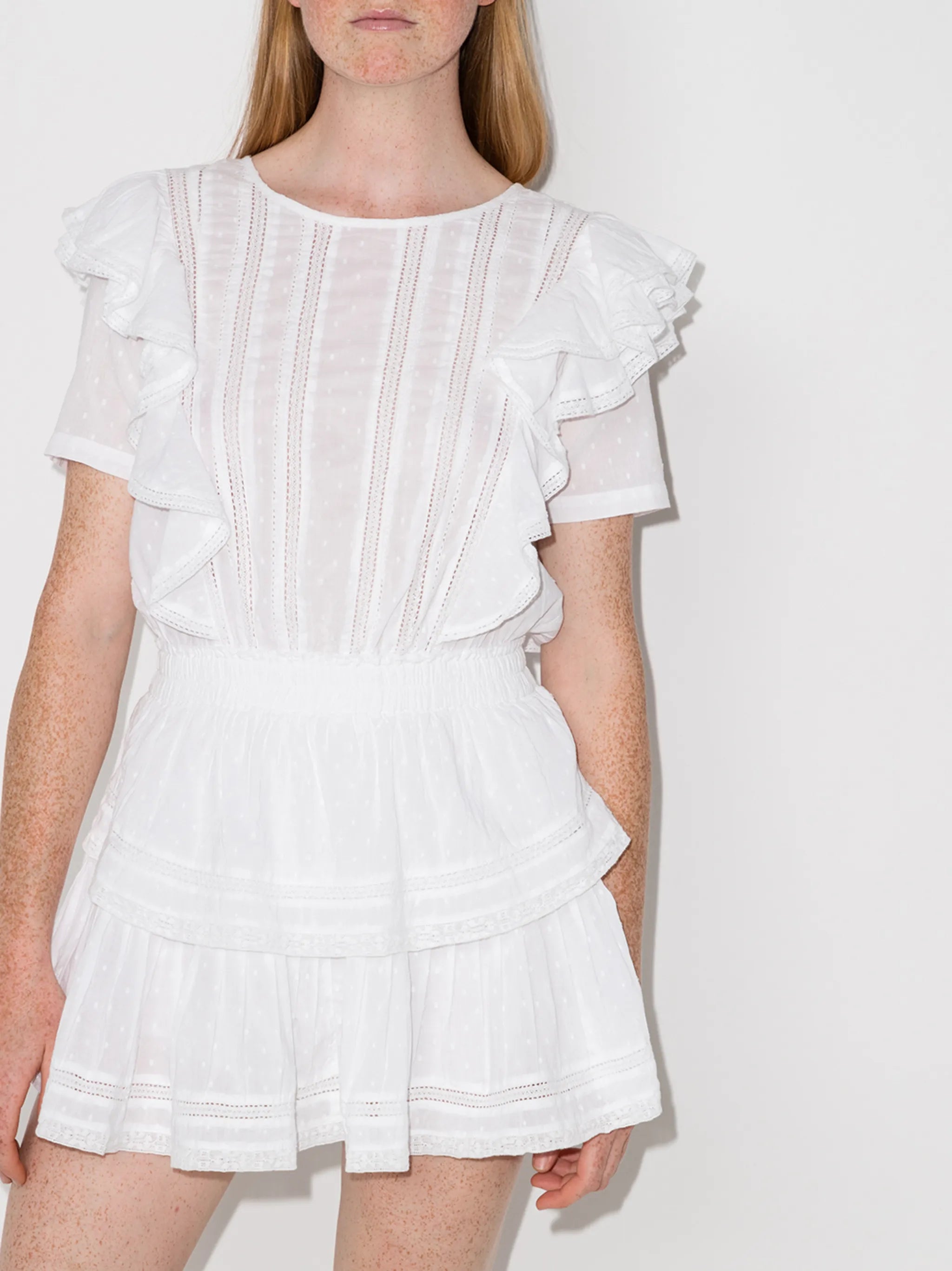 Natasha ruffle-trim minidress