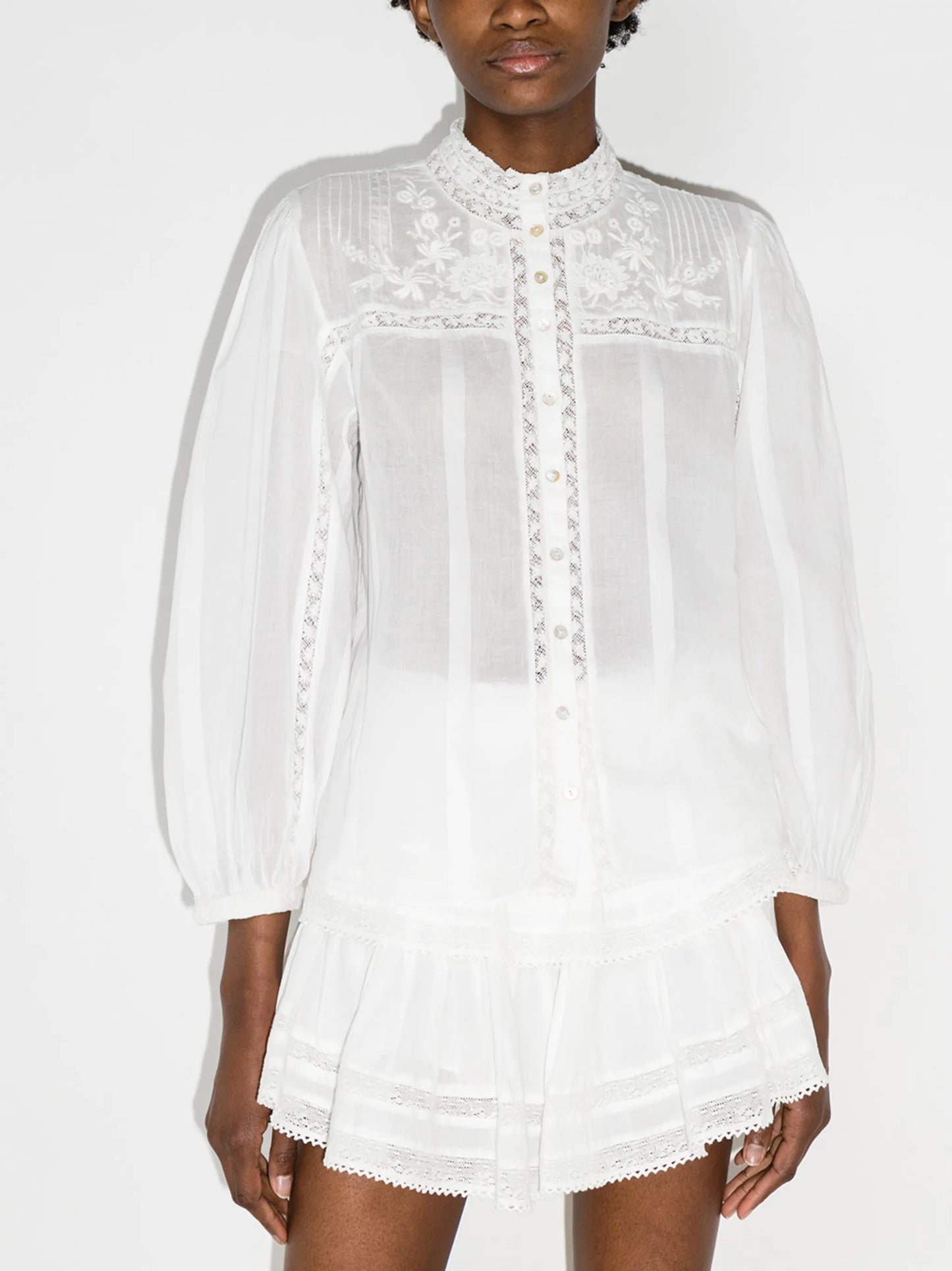Ronda floral-embroidery blouse