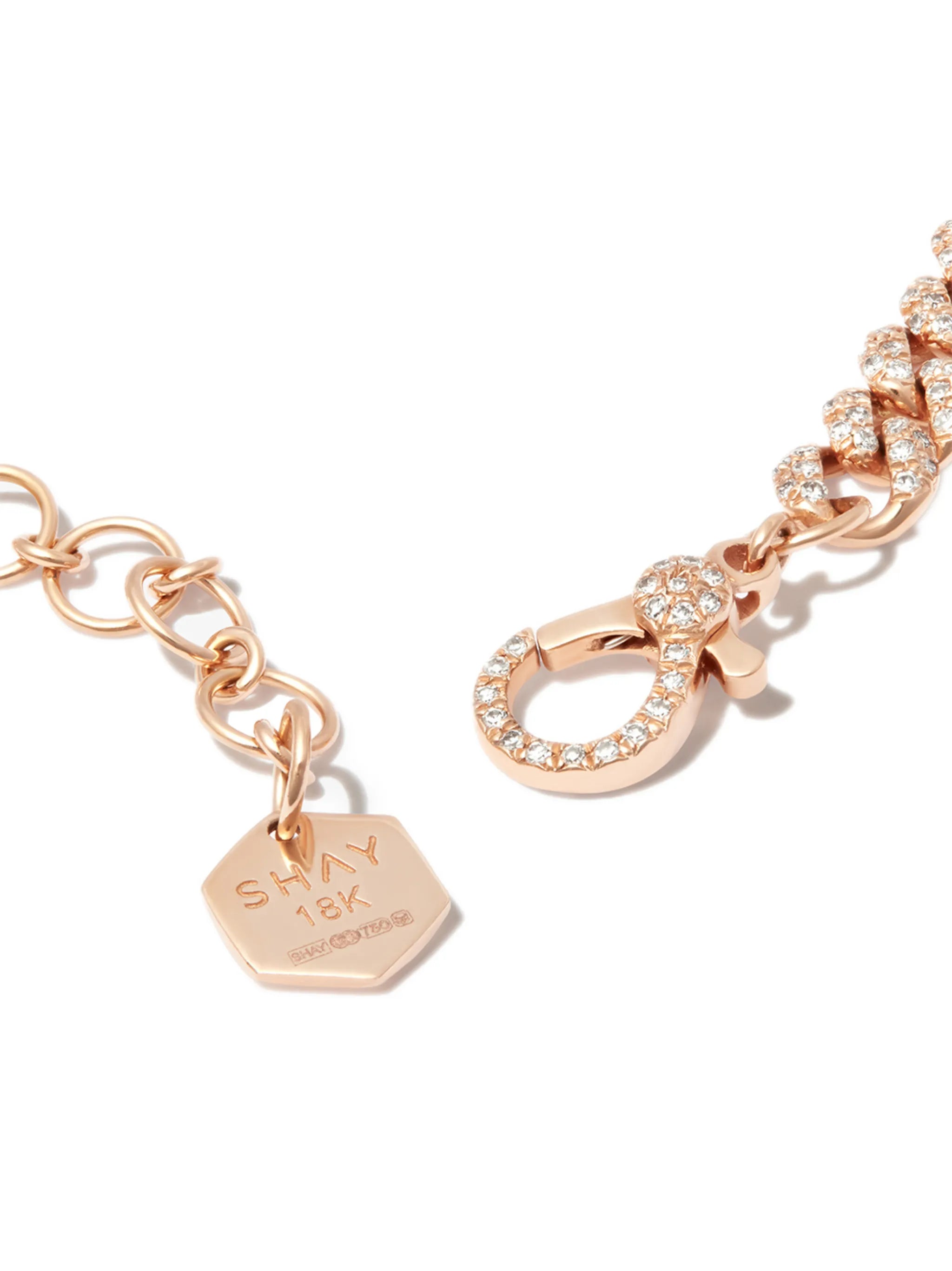 18kt rose gold ruby diamond pavé heart necklace