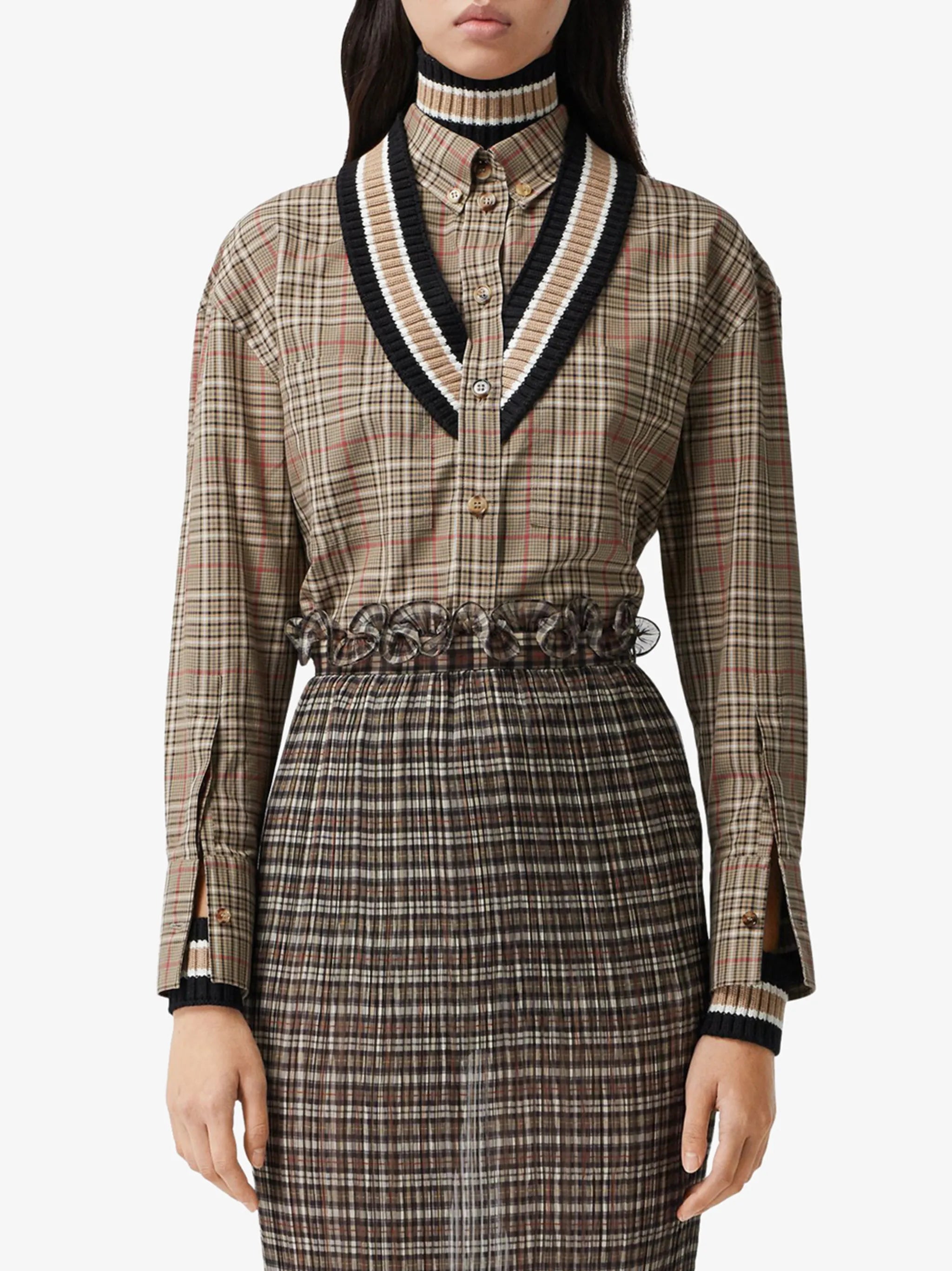 oversized cricket stripe check shirt