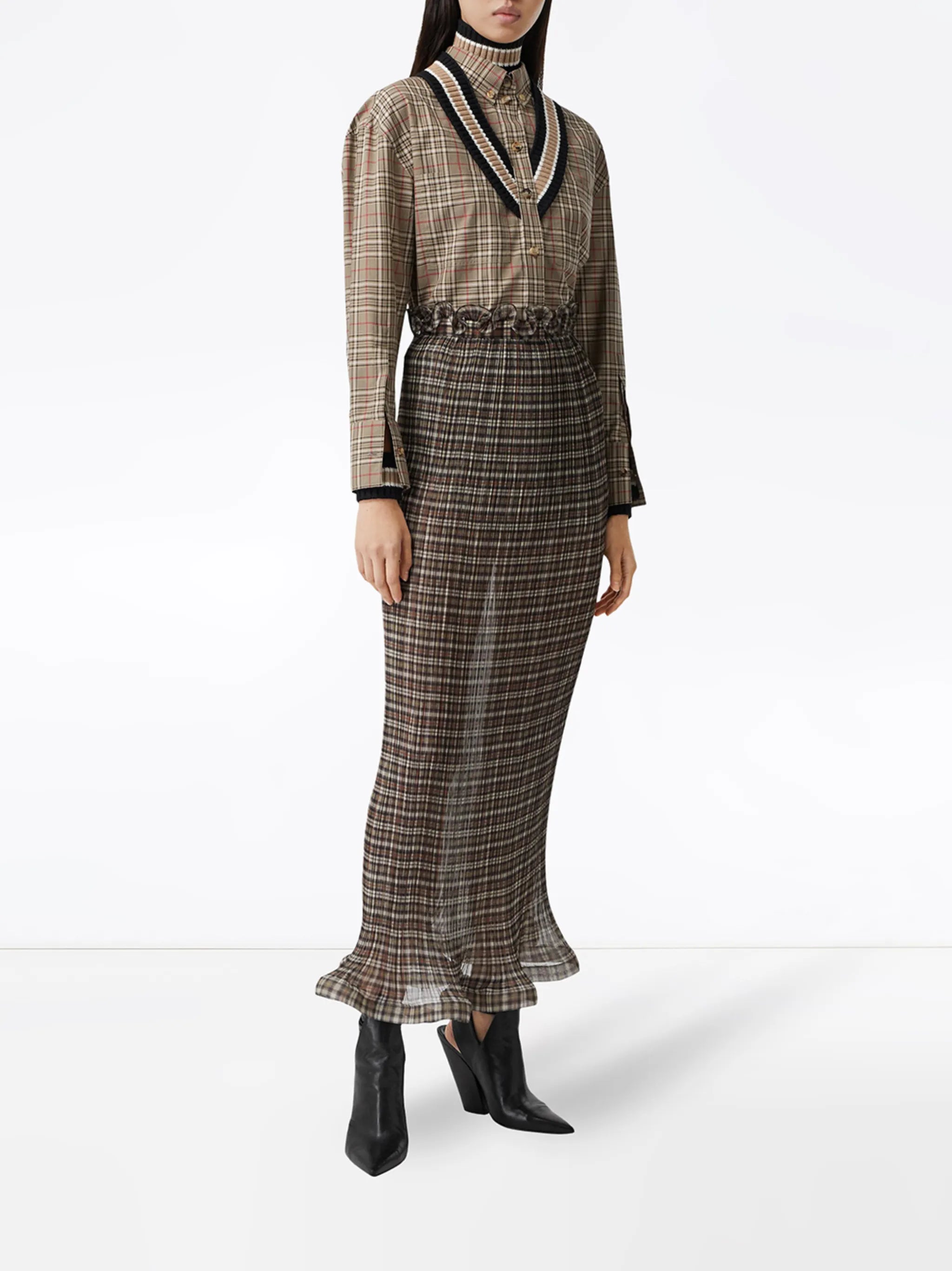 oversized cricket stripe check shirt