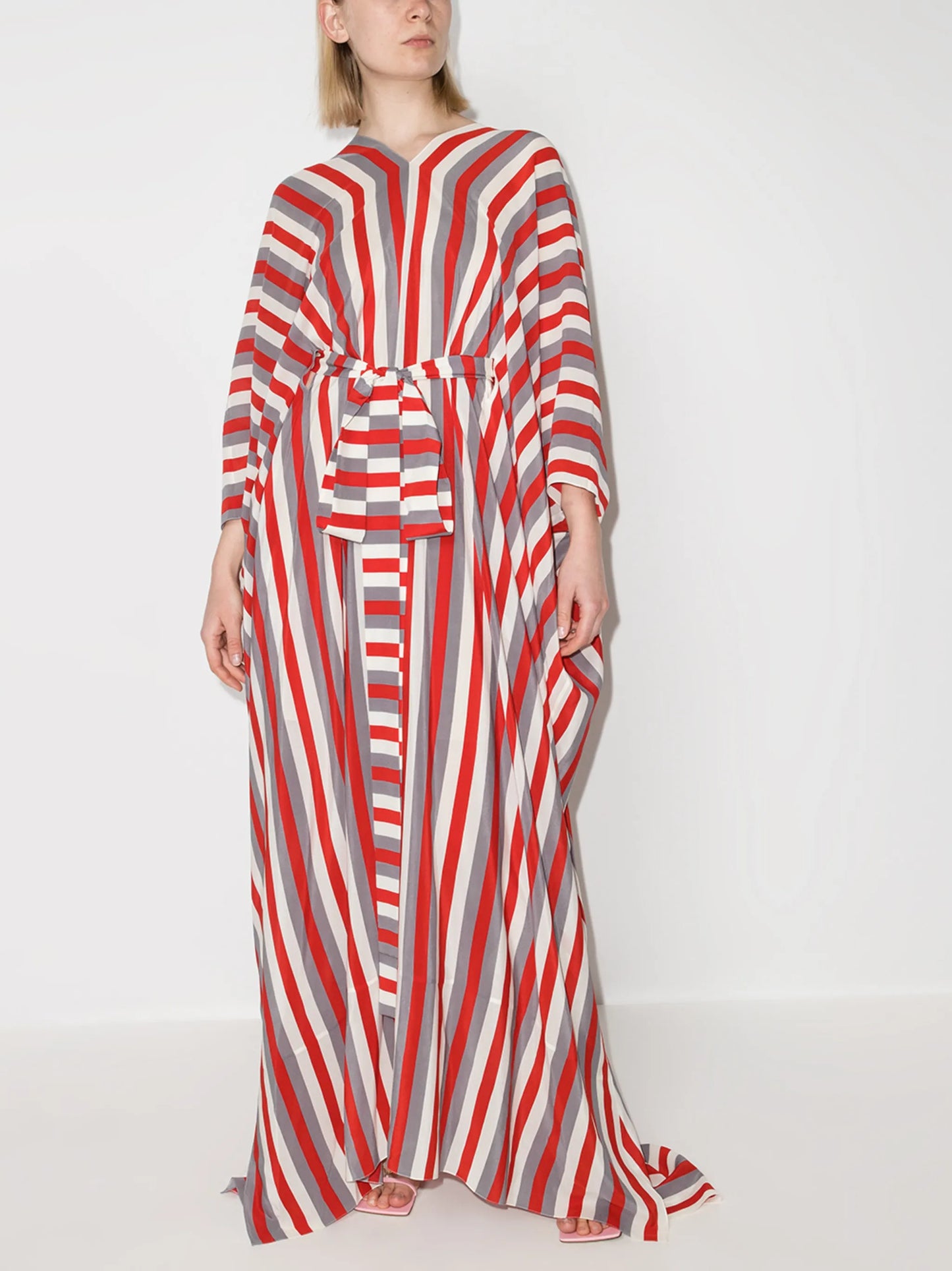 striped belted kaftan