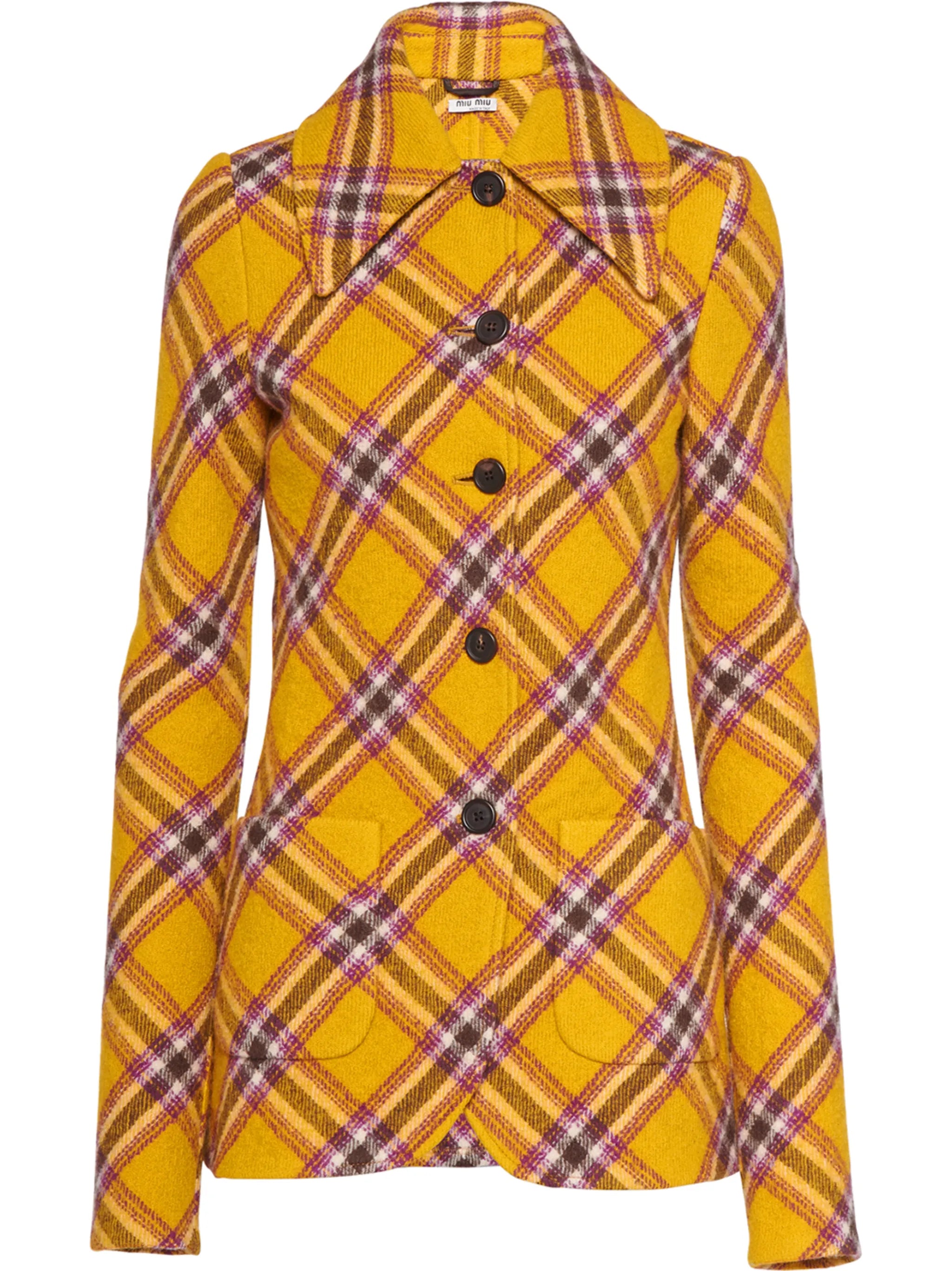 single-breasted checked wool jacket