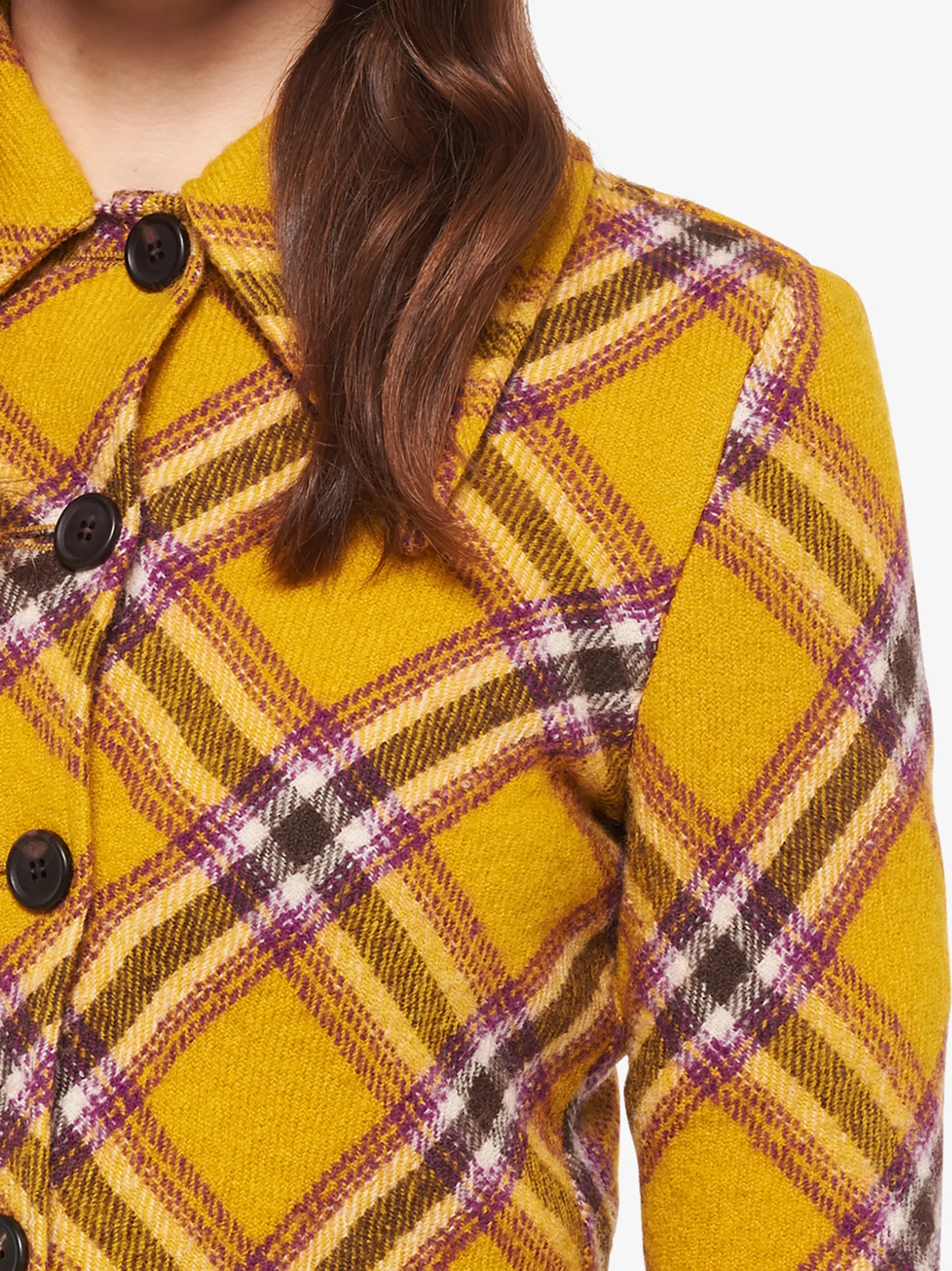 single-breasted checked wool jacket