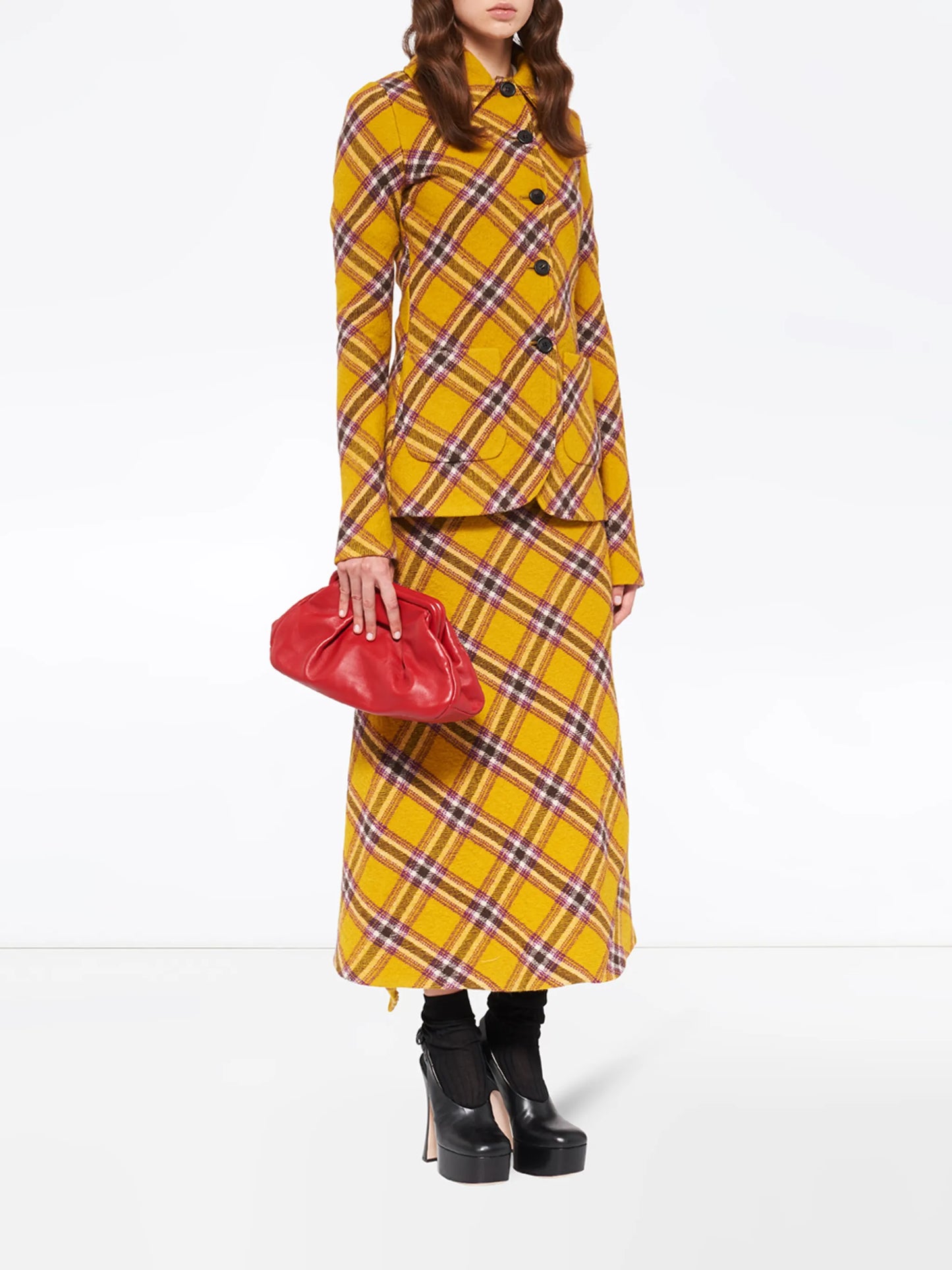 single-breasted checked wool jacket