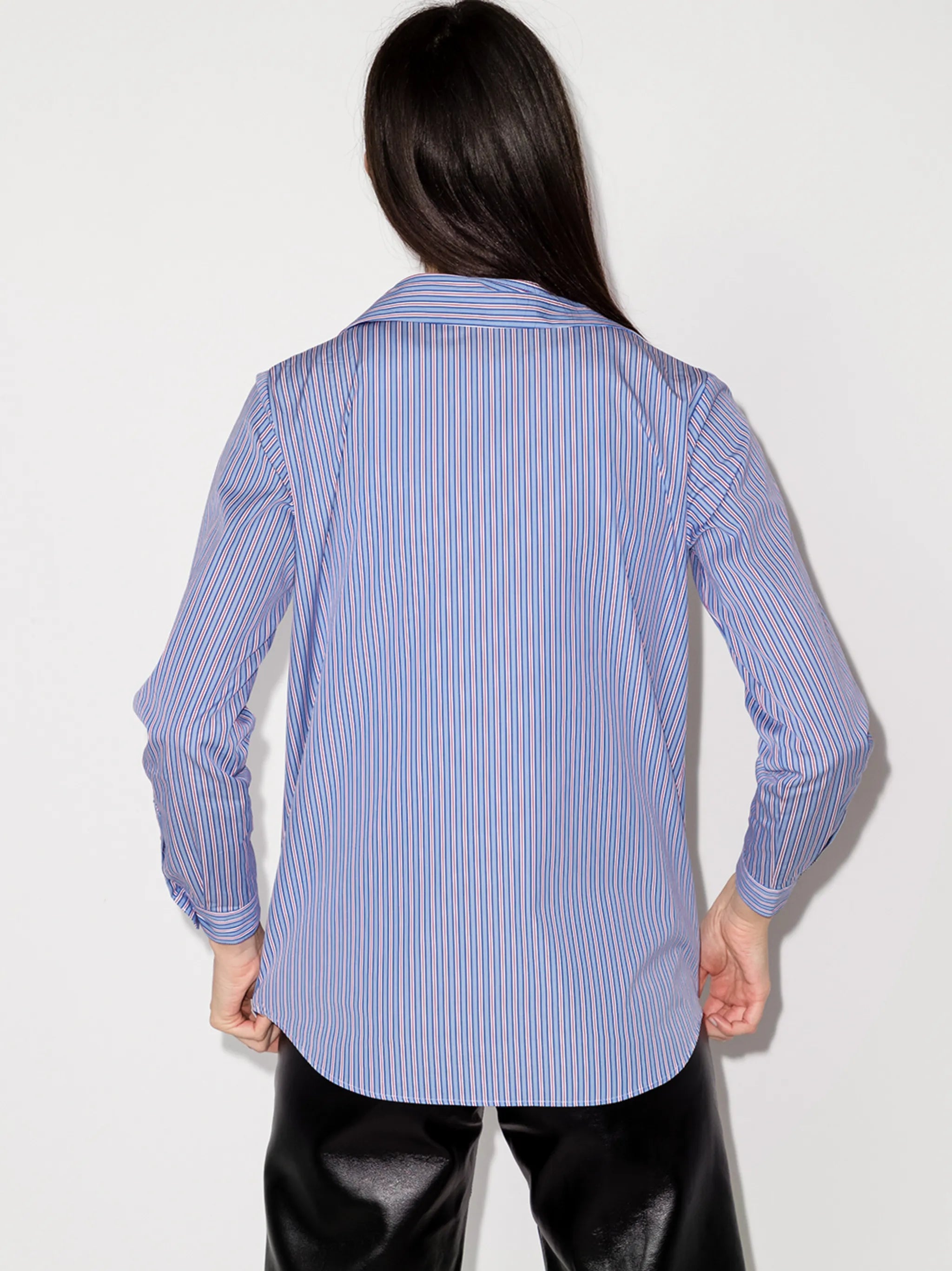 stripe print poplin shirt